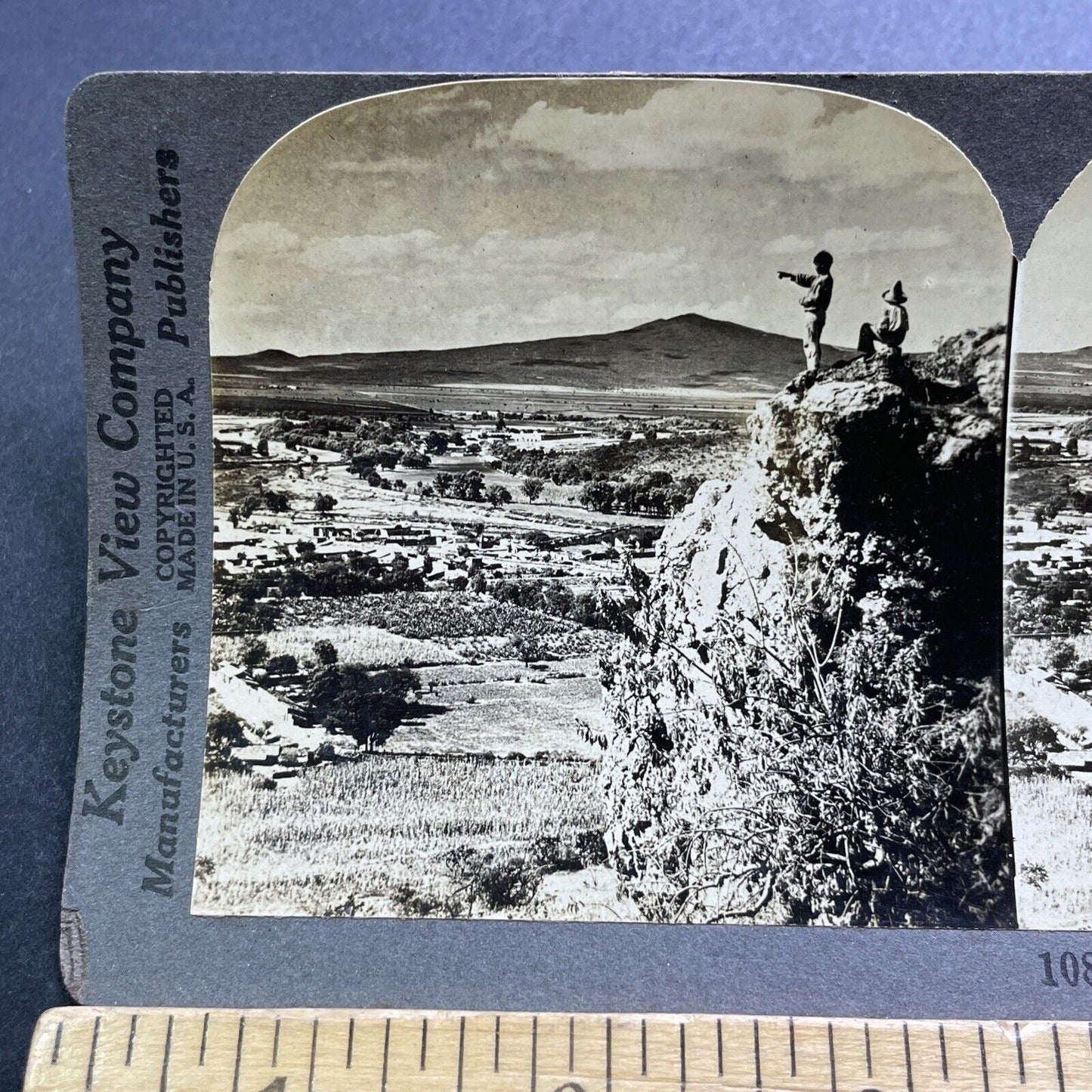 Antique 1909 Daredevils At The Cliff Edge Mexico Stereoview Photo Card V2873
