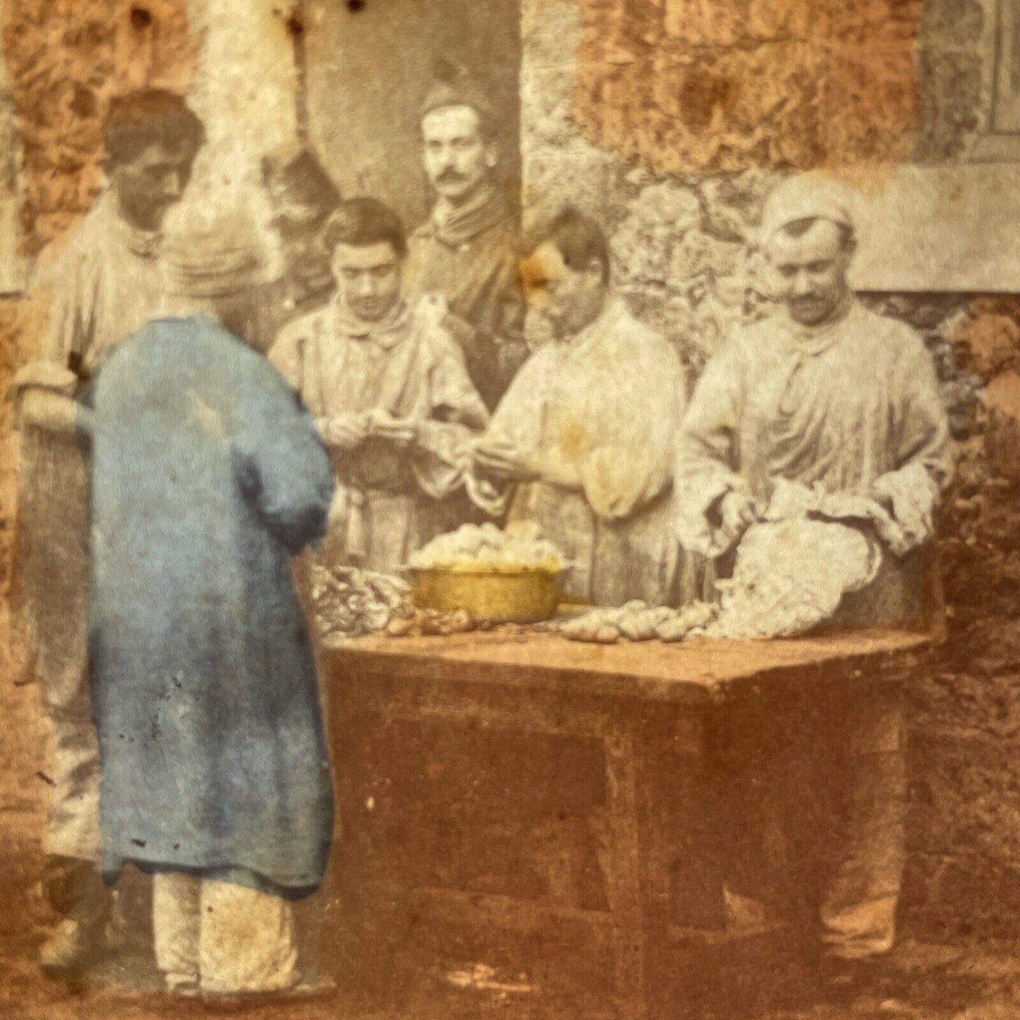Antique 1860s Prisoners In France French Tissue Stereoview Photo Card P4181