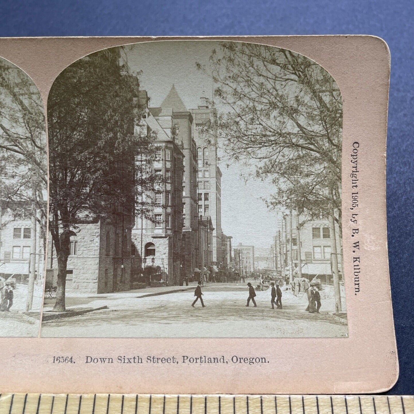 Antique 1905 Sixth Street 6th St Portland Oregon Stereoview Photo Card V3600