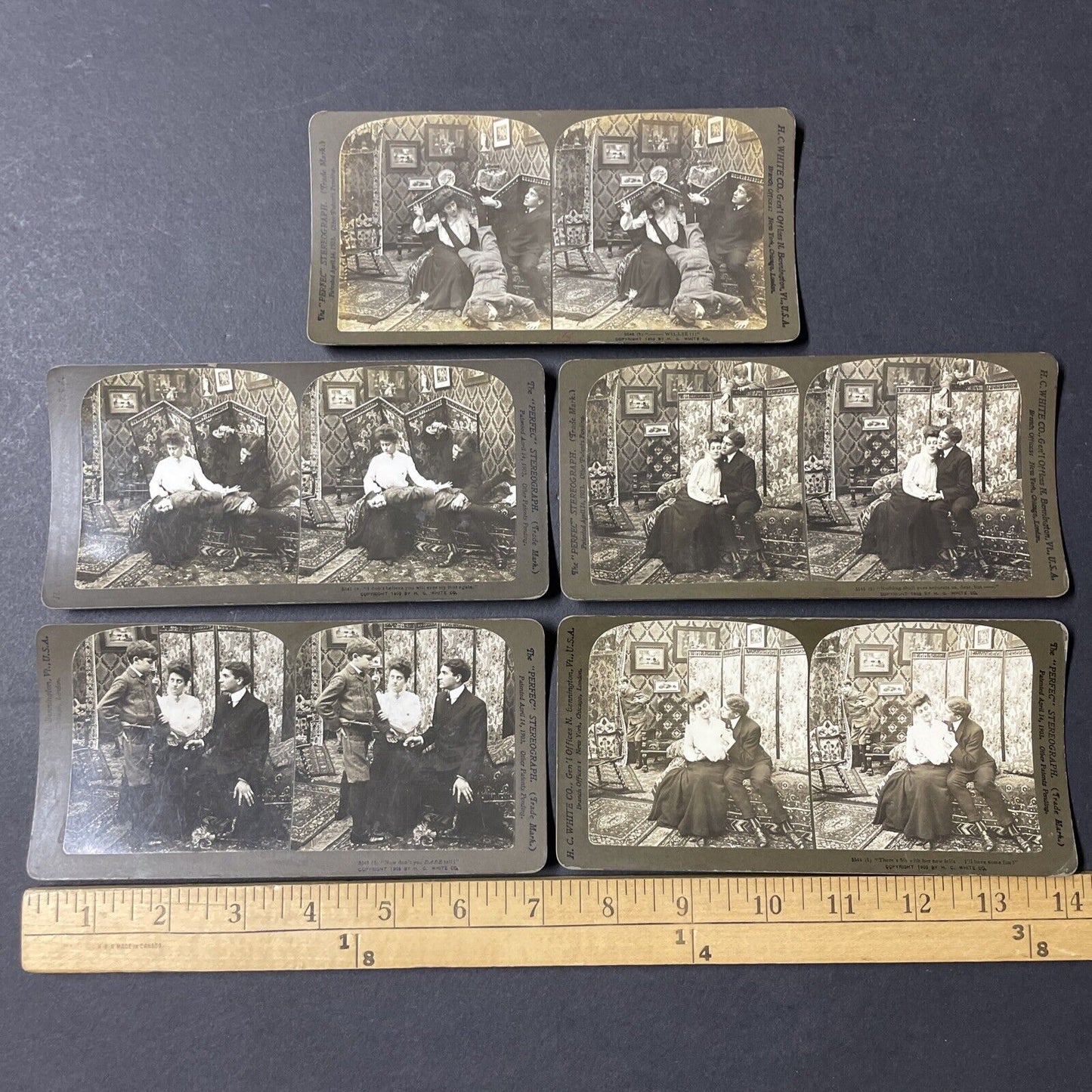Lot of 5 Young Lovers Series #5534-5548 Stereoview H.C. White Antique 1903 Y1228