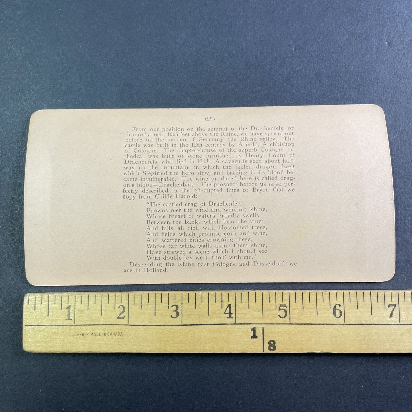 Rhoendorf and Bad Honnef Germany Stereoview Drachenfels Antique c1903 Y143