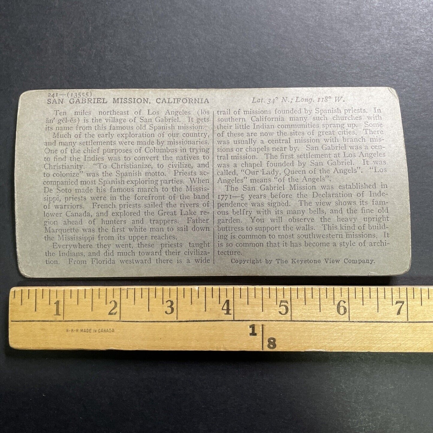 Antique 1909 Mission San Gabriel Arcangel California Stereoview Photo Card P1409