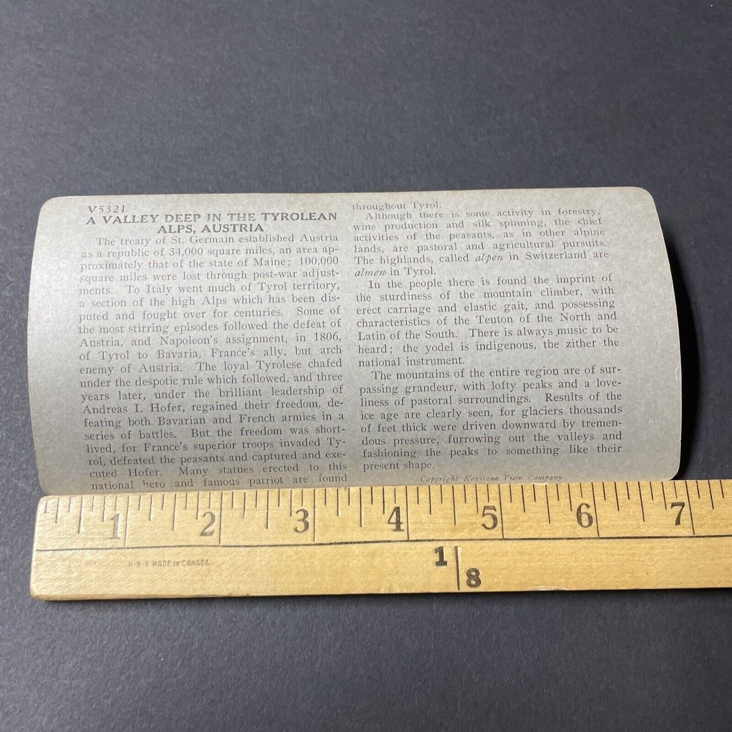 Antique 1910s The Tyrol / Tirol Mountains Austria Stereoview Photo Card V2831