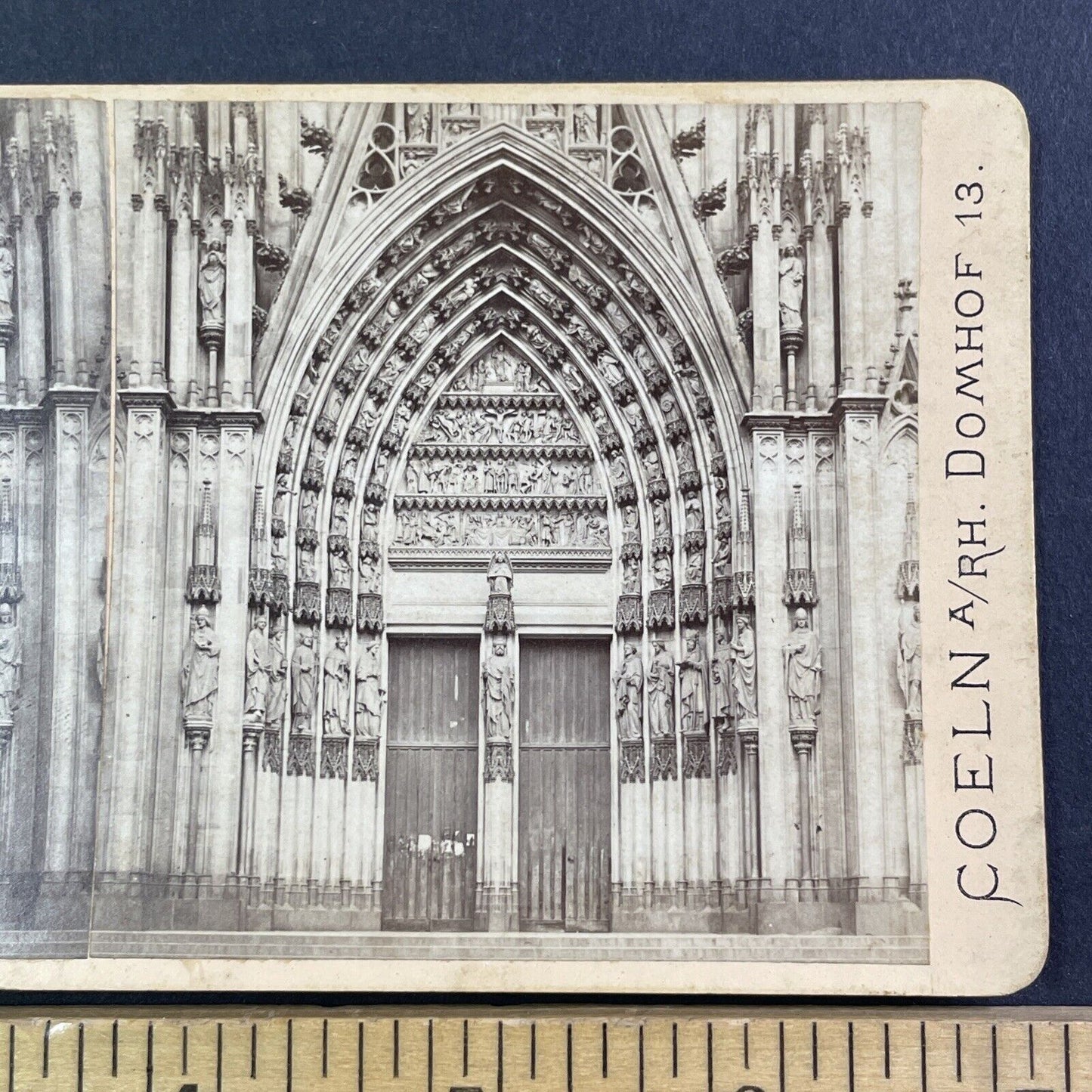 Cologne Cathedral Church Doors Germany Stereoview J.H. Schonscheidt c1880 Y148