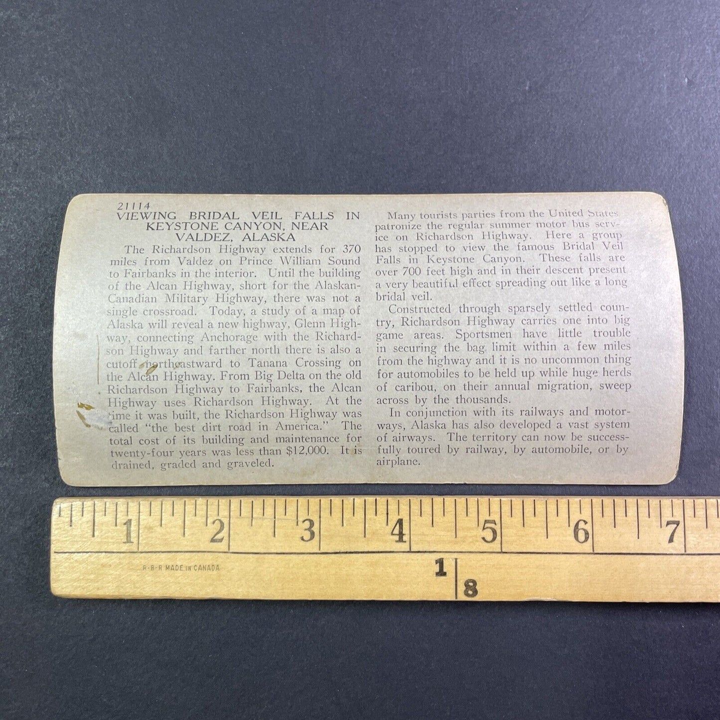 Richardson Highway Near Valdez Alaska Stereoview Antique c1920s Y967