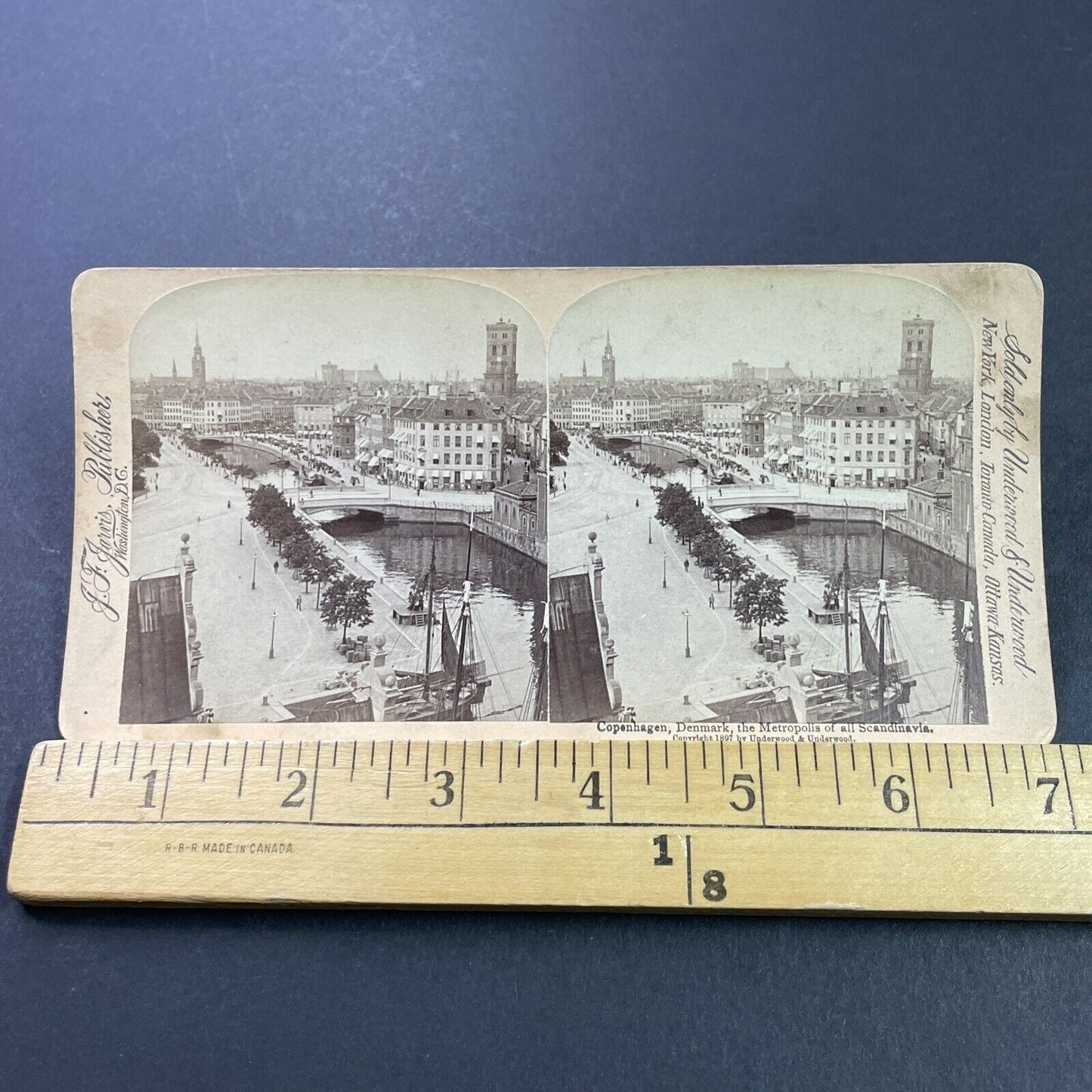 Antique 1897 Copenhagen Denmark Canal View Stereoview Photo Card P3948