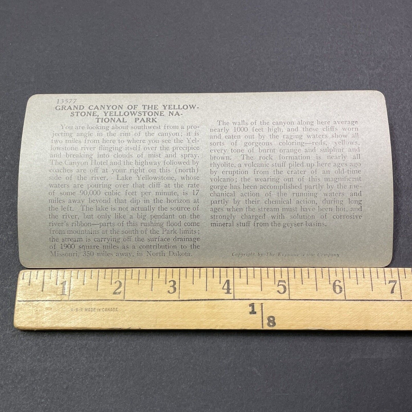 Antique 1910s Grand Canyon On Yellowstone Park WY Stereoview Photo Card V2042