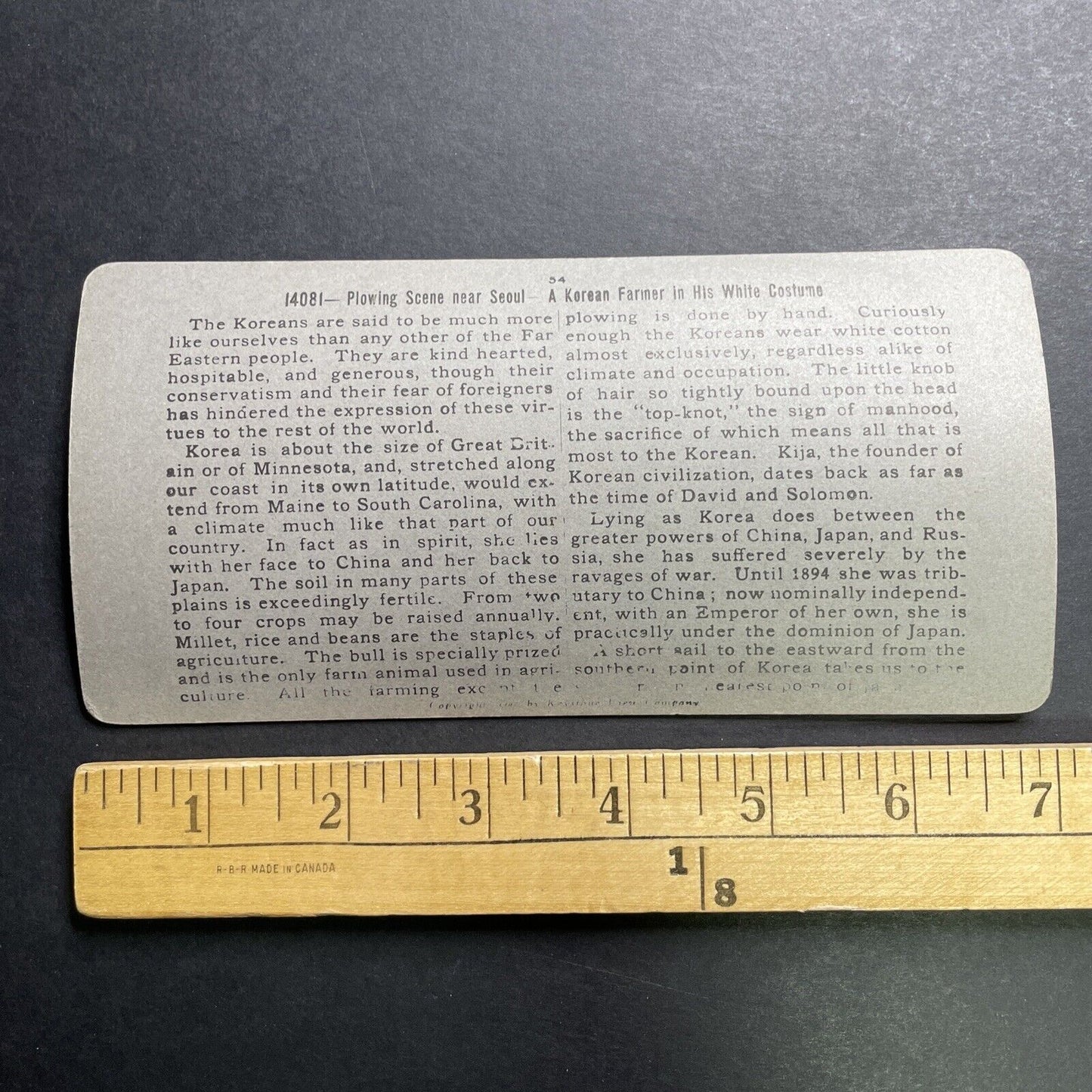 Antique 1901 Farmer Ploughing Field Seoul Korea Stereoview Photo Card P1321