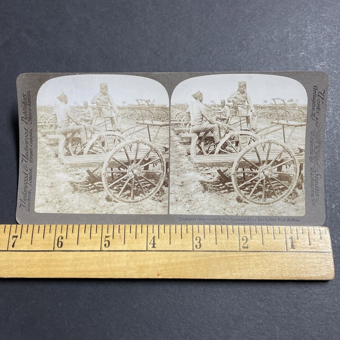 Antique 1904 Japanese Army Soldier Transport Units Stereoview Photo Card P1820