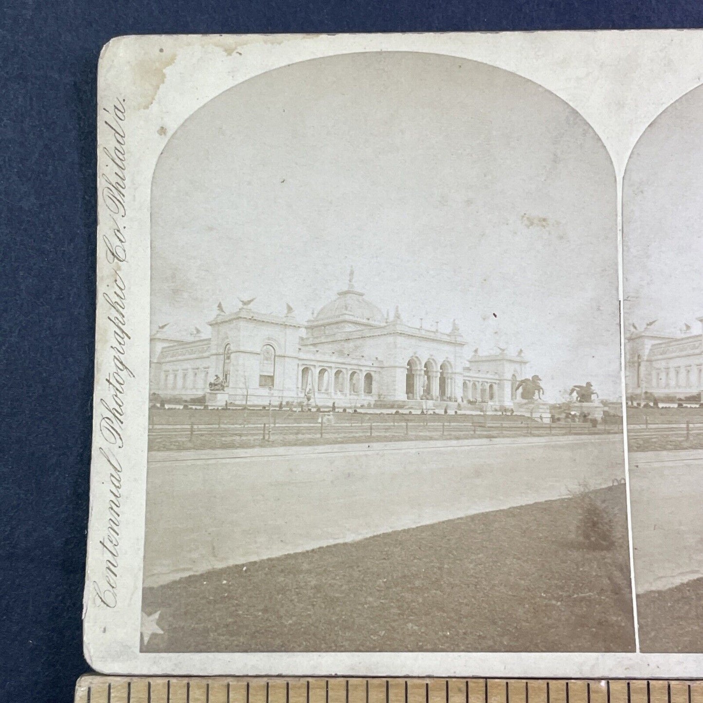 Memorial Hall Philadelphia Stereoview Edward L Wilson Antique 1876 X1346