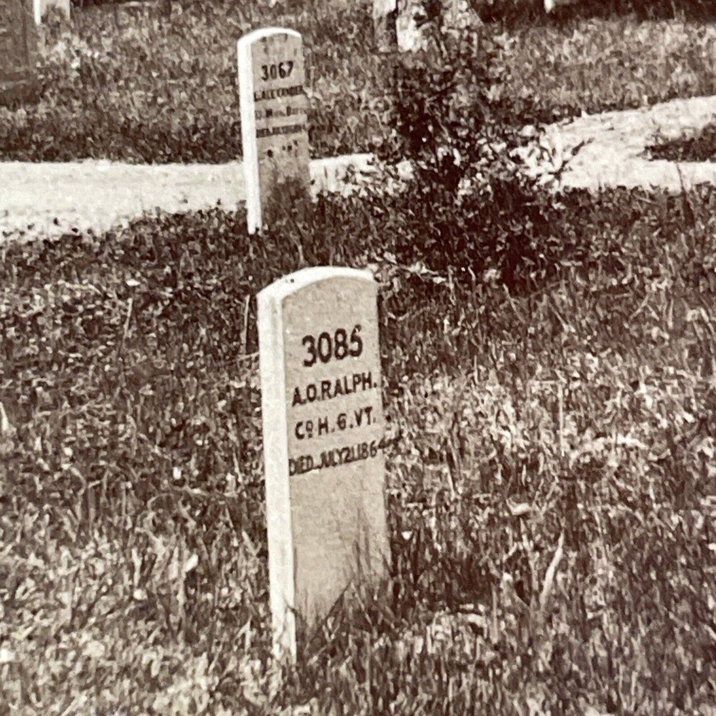 Civil War Grave Of Augustus O. Ralph Stereoview Arlington Antique c1875 X3233