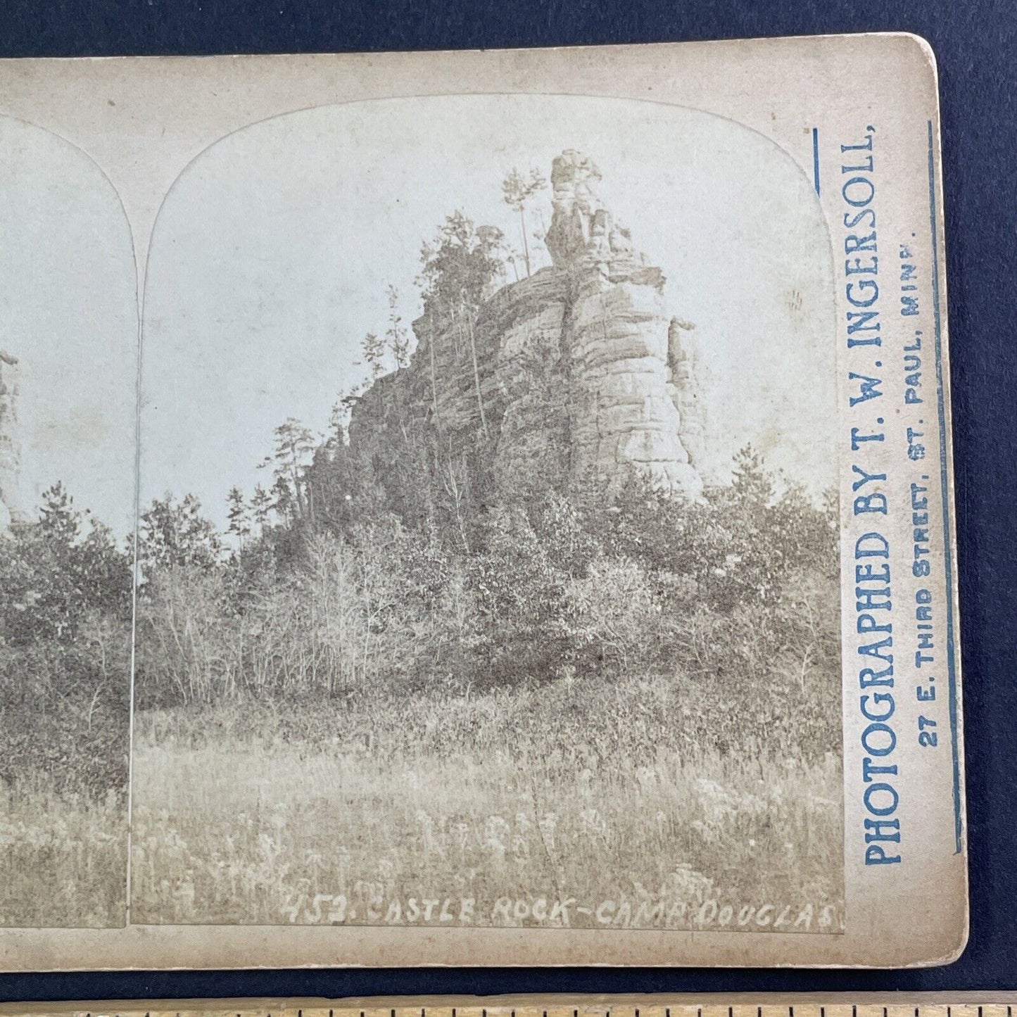 Castle Rock Camp Douglas Wisconsin Stereoview T.W. Ingersoll c1888 Y426