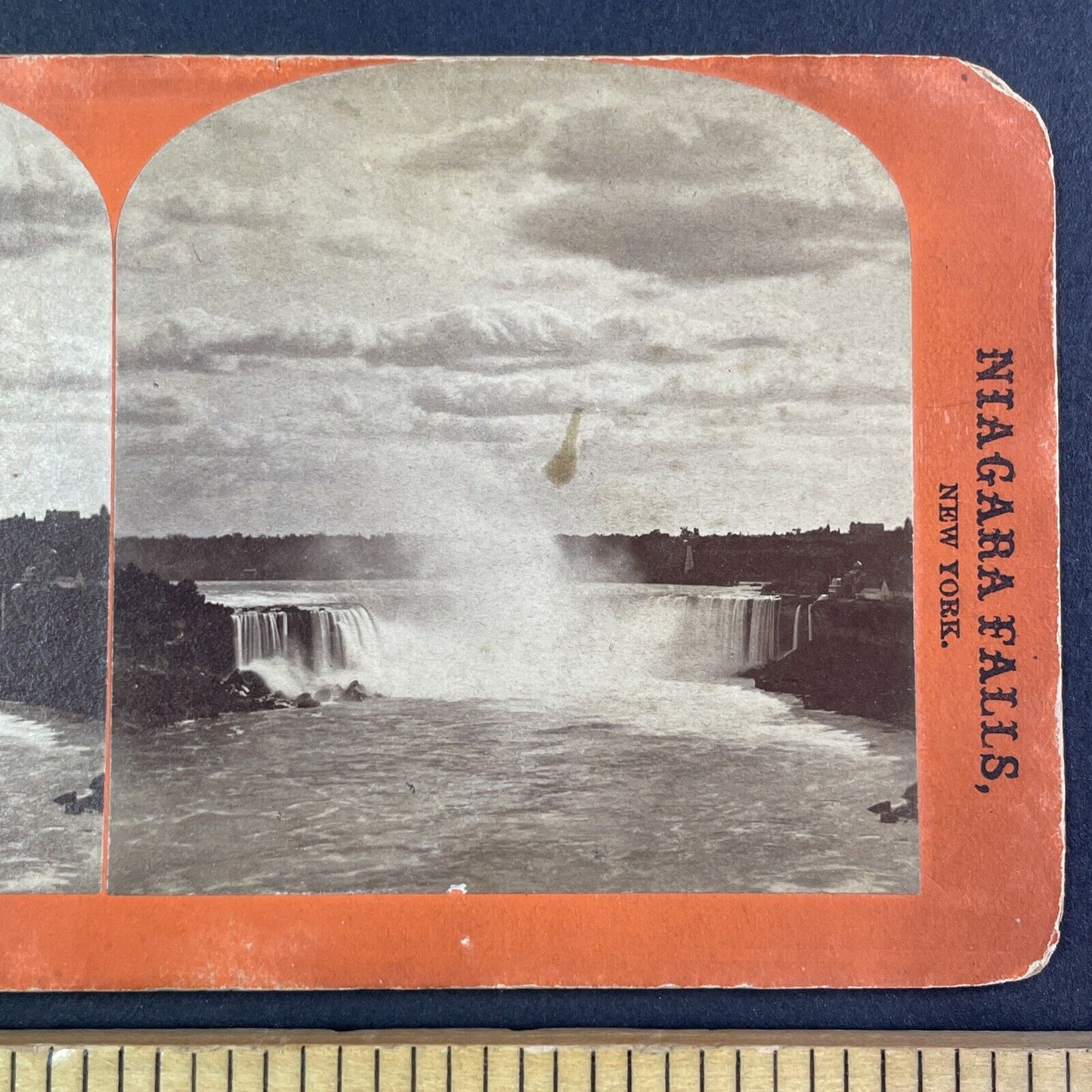 Horseshoe Falls Niagara Falls Stereoview George Barker Antique c1870s Y2540