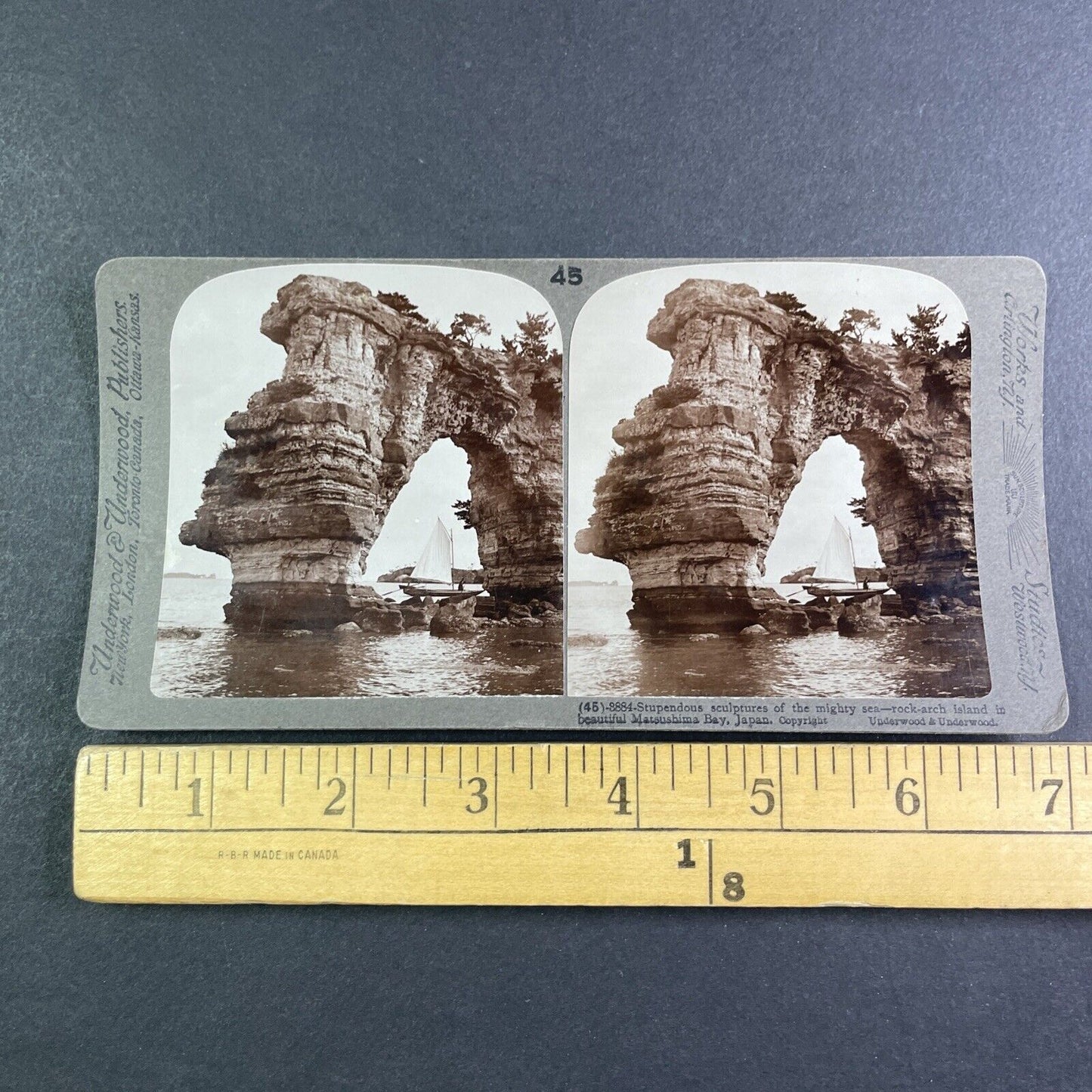 Rock Arch Island Matsushima Bay Japan Stereoview Antique c1904 Y2599