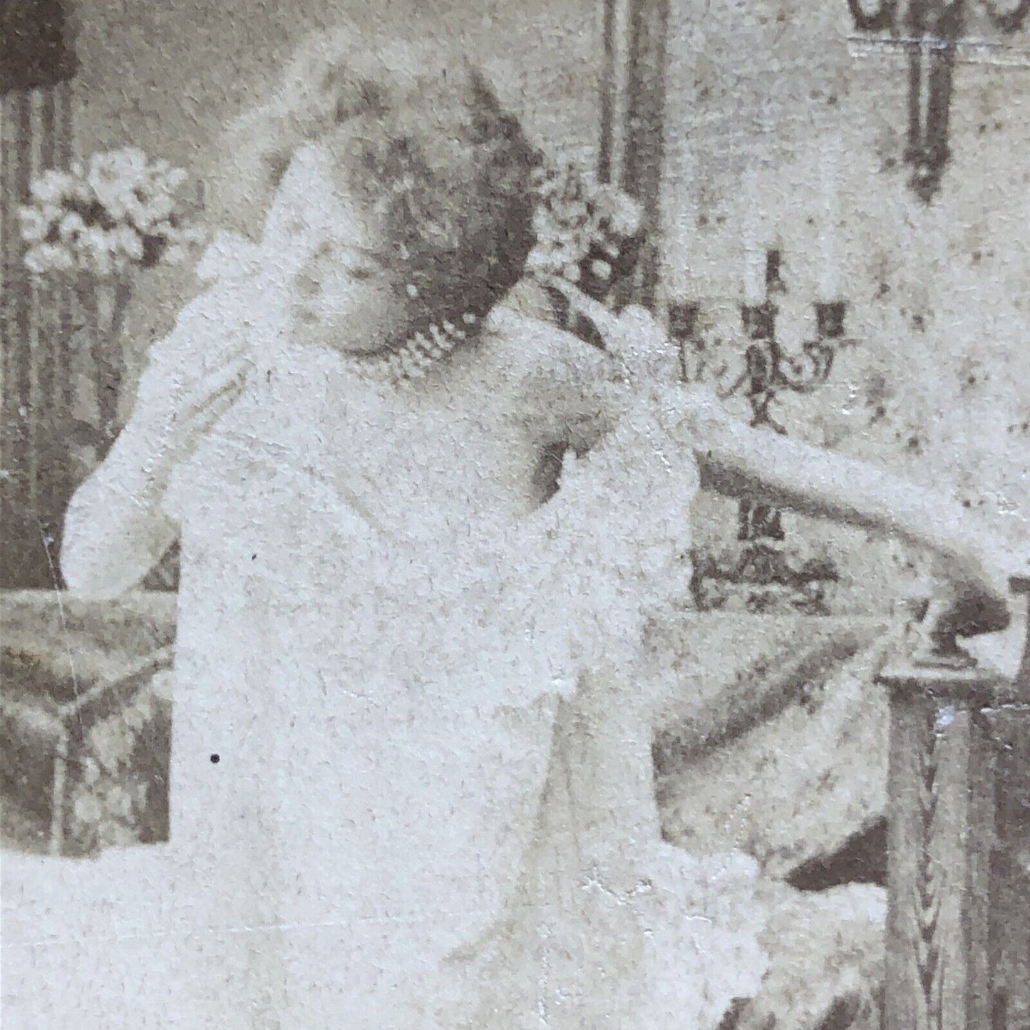 Antique 1894 Woman's Lingerie Falling Off Seductive Stereoview Photo Card P1967