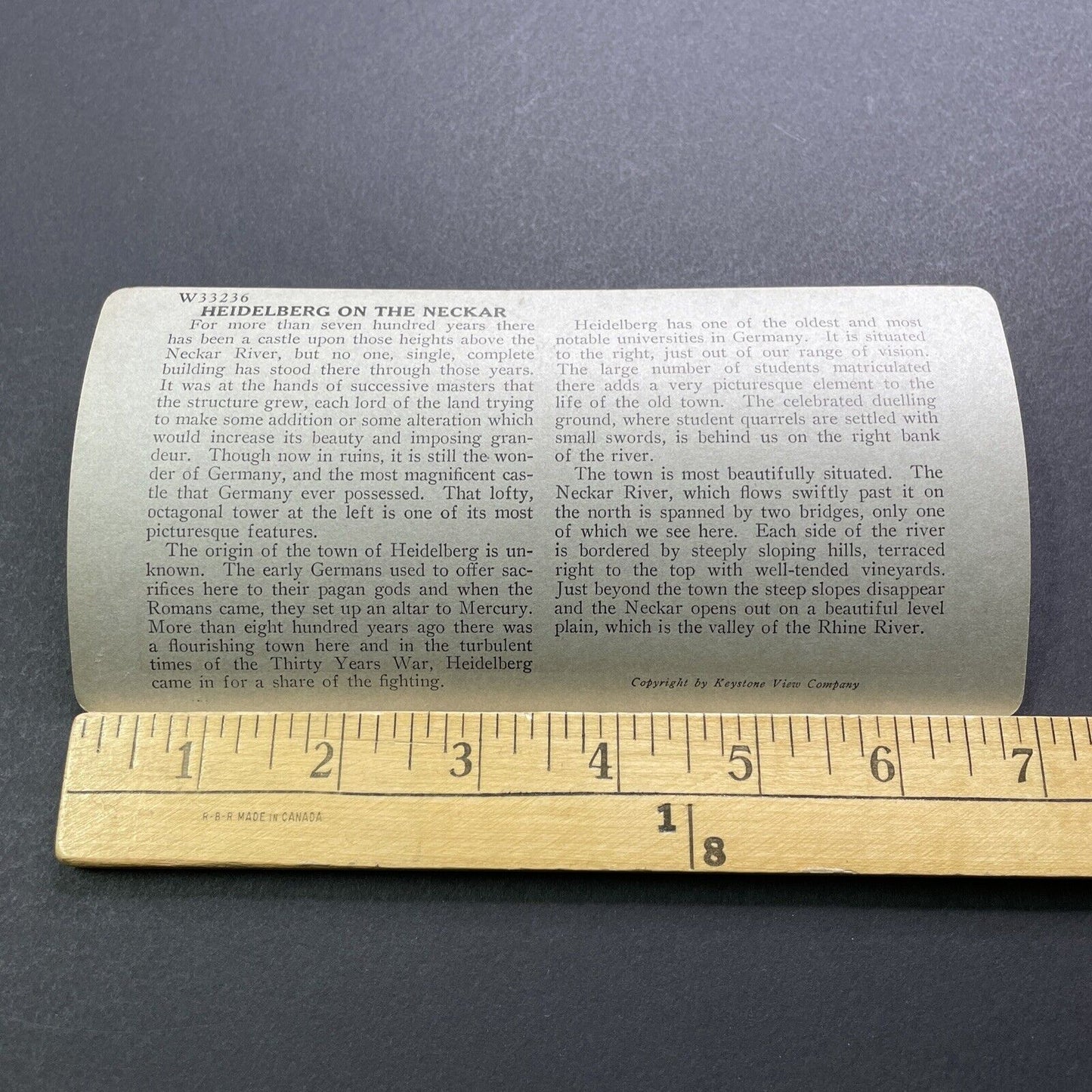 Antique 1920s Town Of Heidelberg Germany Stereoview Photo Card V2899