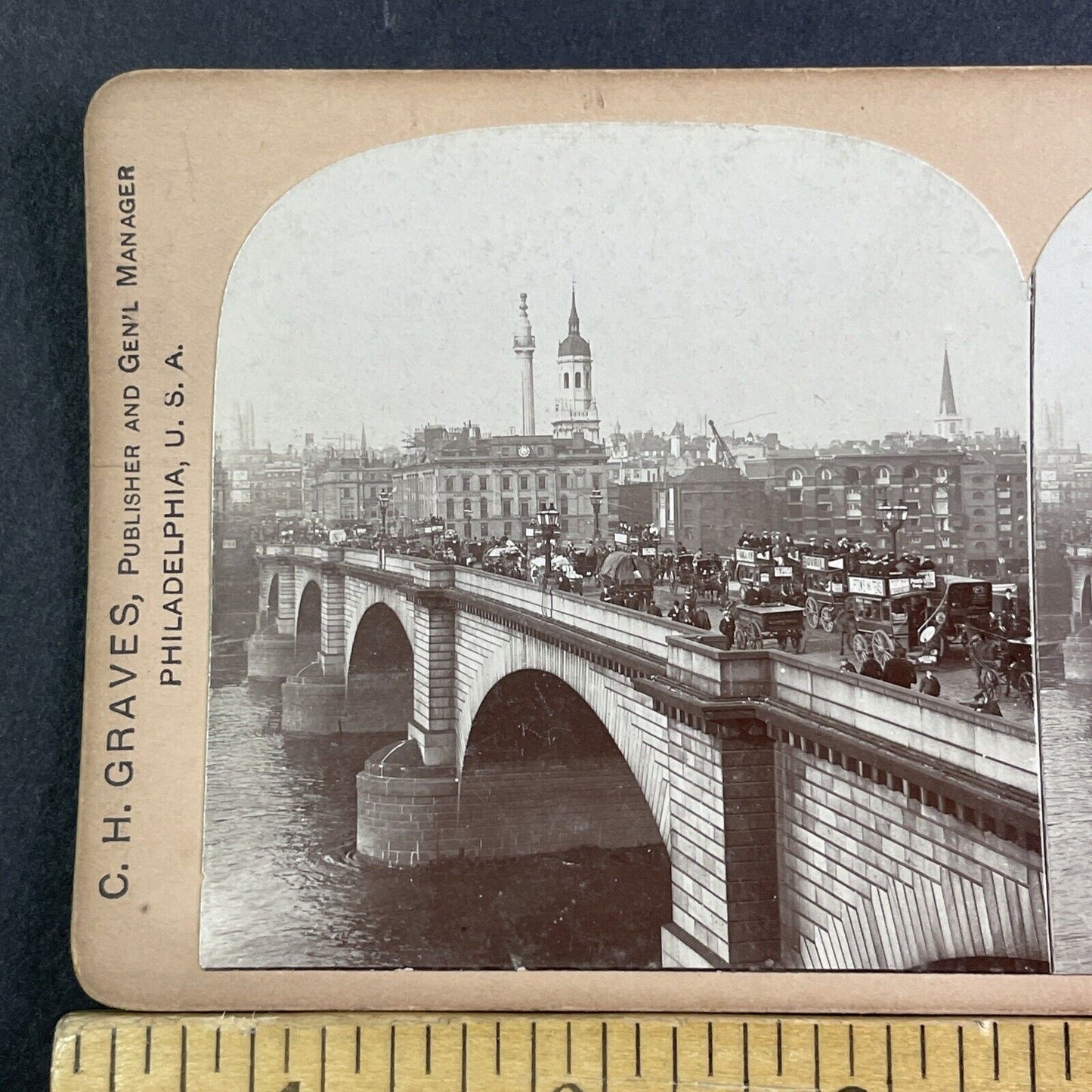 London Bridge England UK Stereoview CH Graves Antique c1900 X3513