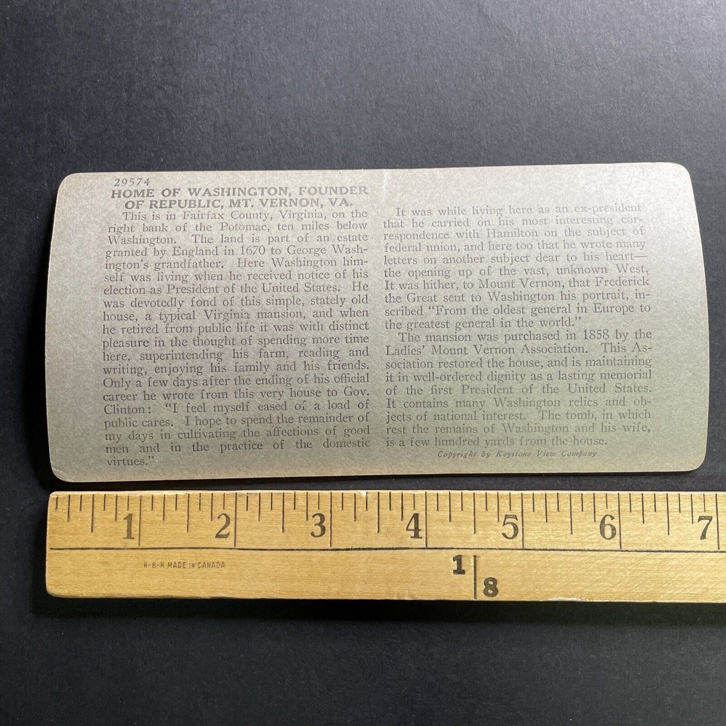 Antique 1920s George Washington Home Mt. Vernon VA Stereoview Photo Card P1697