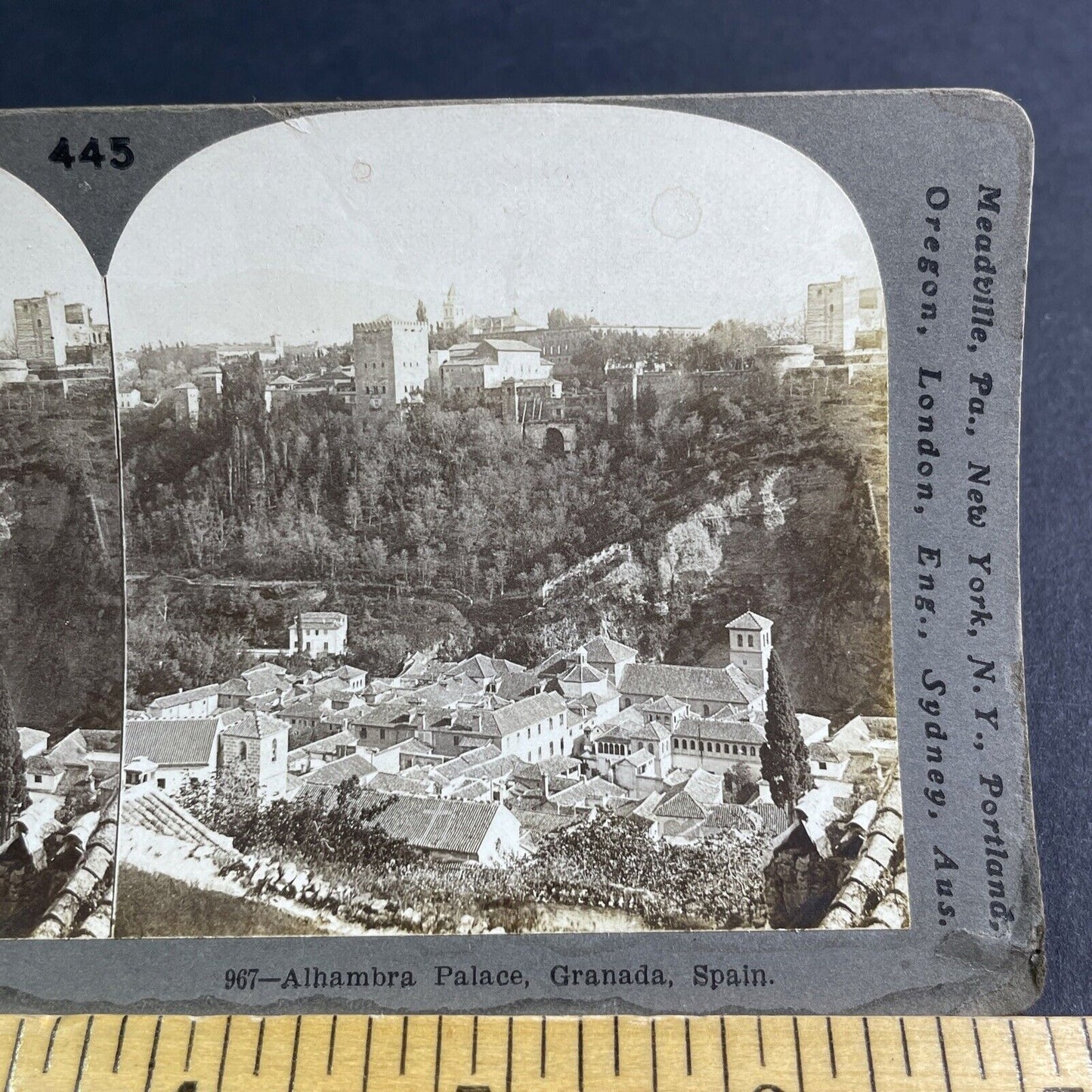 Antique 1895 City Of Granada Spain Aerial View Stereoview Photo Card P2155