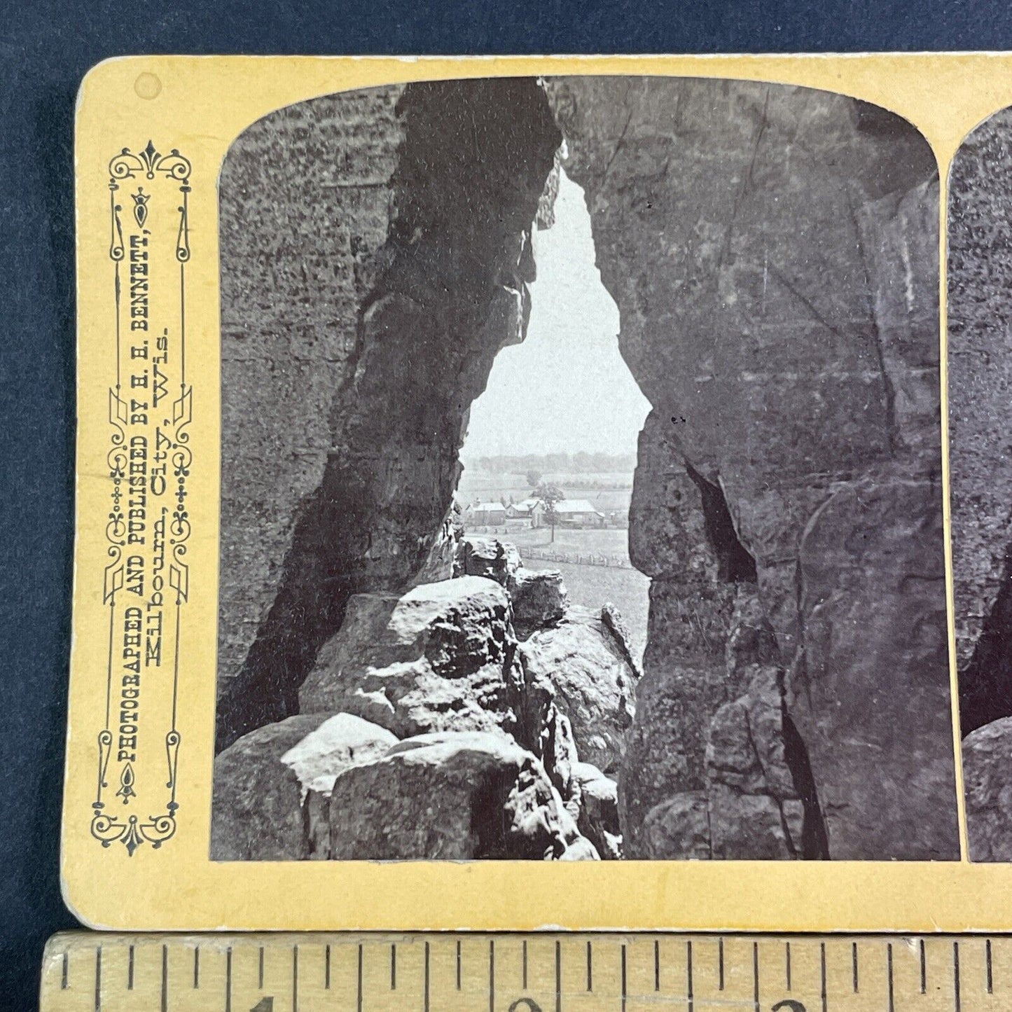 Coon Castle Farm Stereoview Wisconsin Dells Juneau County Antique c1880 X3136