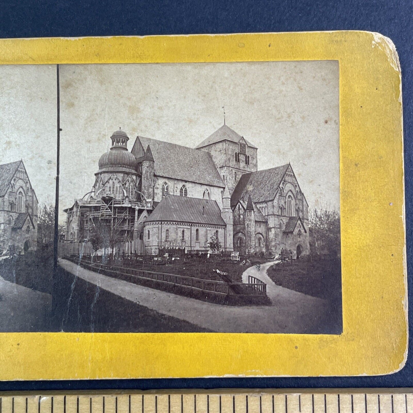 Nidaros Cathedral Repairs Trondheim Stereoview Knud Knudsen Antique c1860 X3598