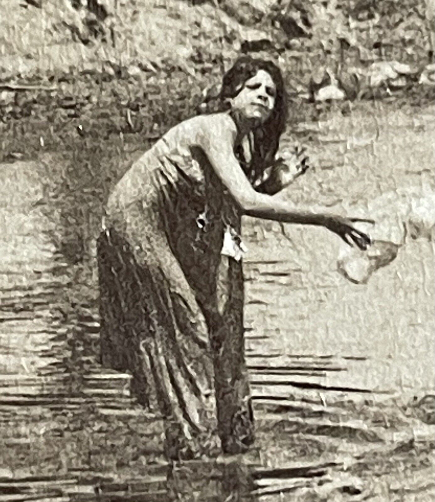 Antique 1901 Beautiful Woman In Mexican Hot Springs Stereoview Photo Card P4848
