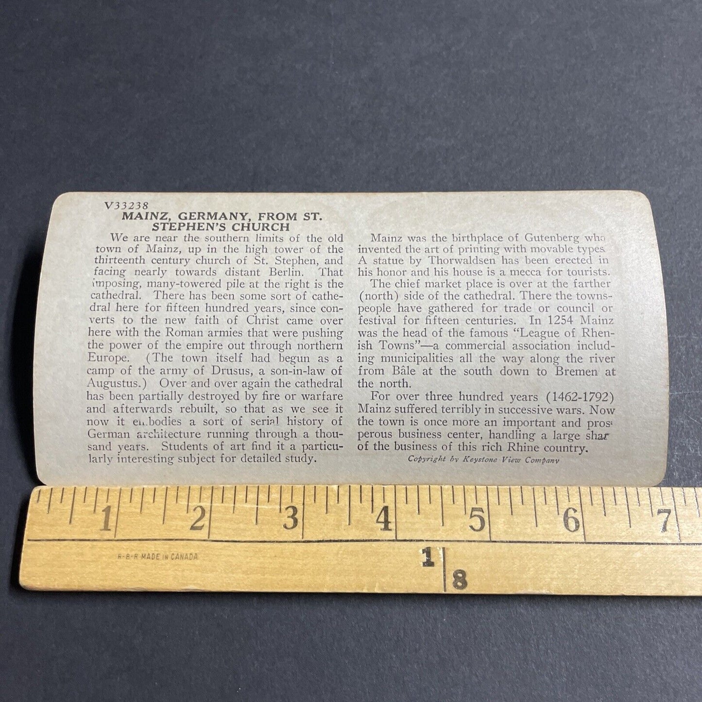 Antique 1910s Mainz Germany City View Stereoview Photo Card P4525