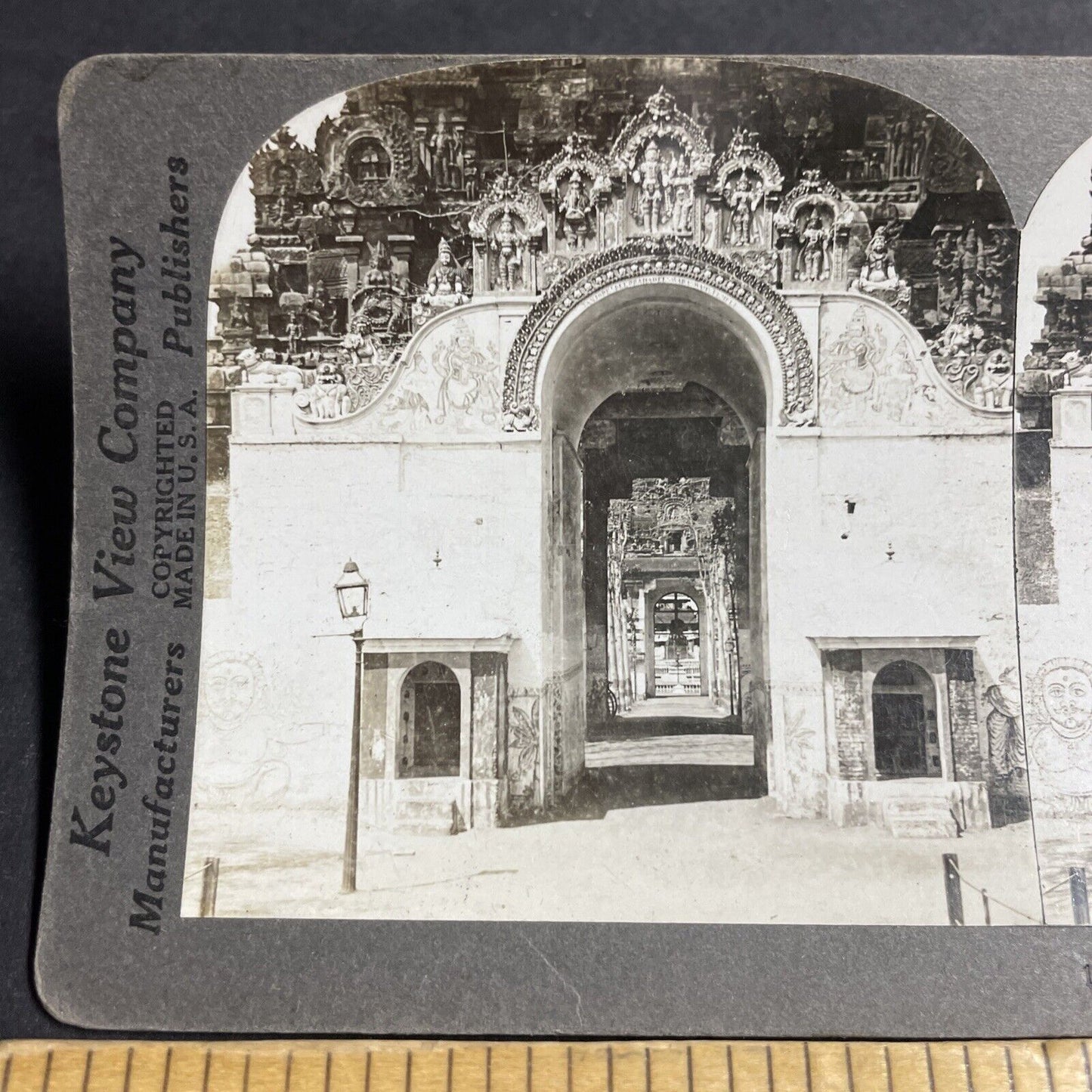 Antique 1906 The Great Pagoda Thanjavur India Stereoview Photo Card P4454