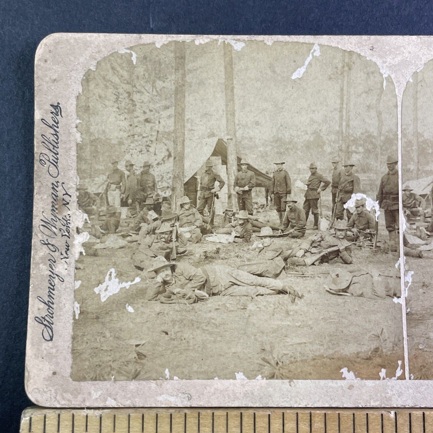 1st United States Cavalry Regiment Rough Riders Stereoview Antique c1898 X3519