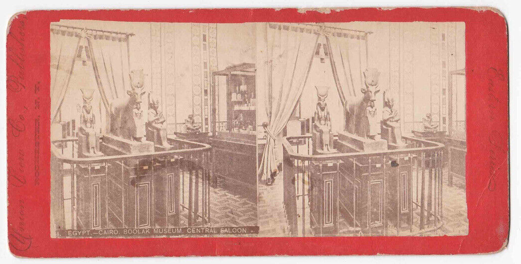 Antique 1870s Boolak Boulaq Museum, Cairo, Egypt, Central Saloon Photo Card P032