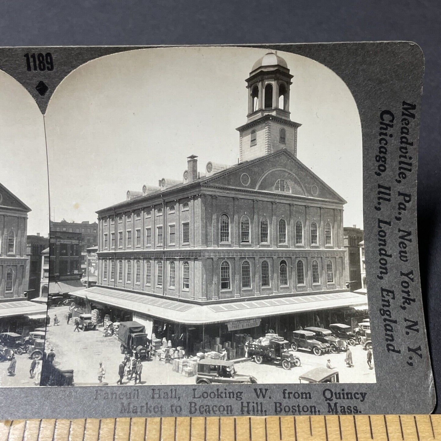 Antique 1920s Faneuil Hall Boston Massachusetts Stereoview Photo Card V2635