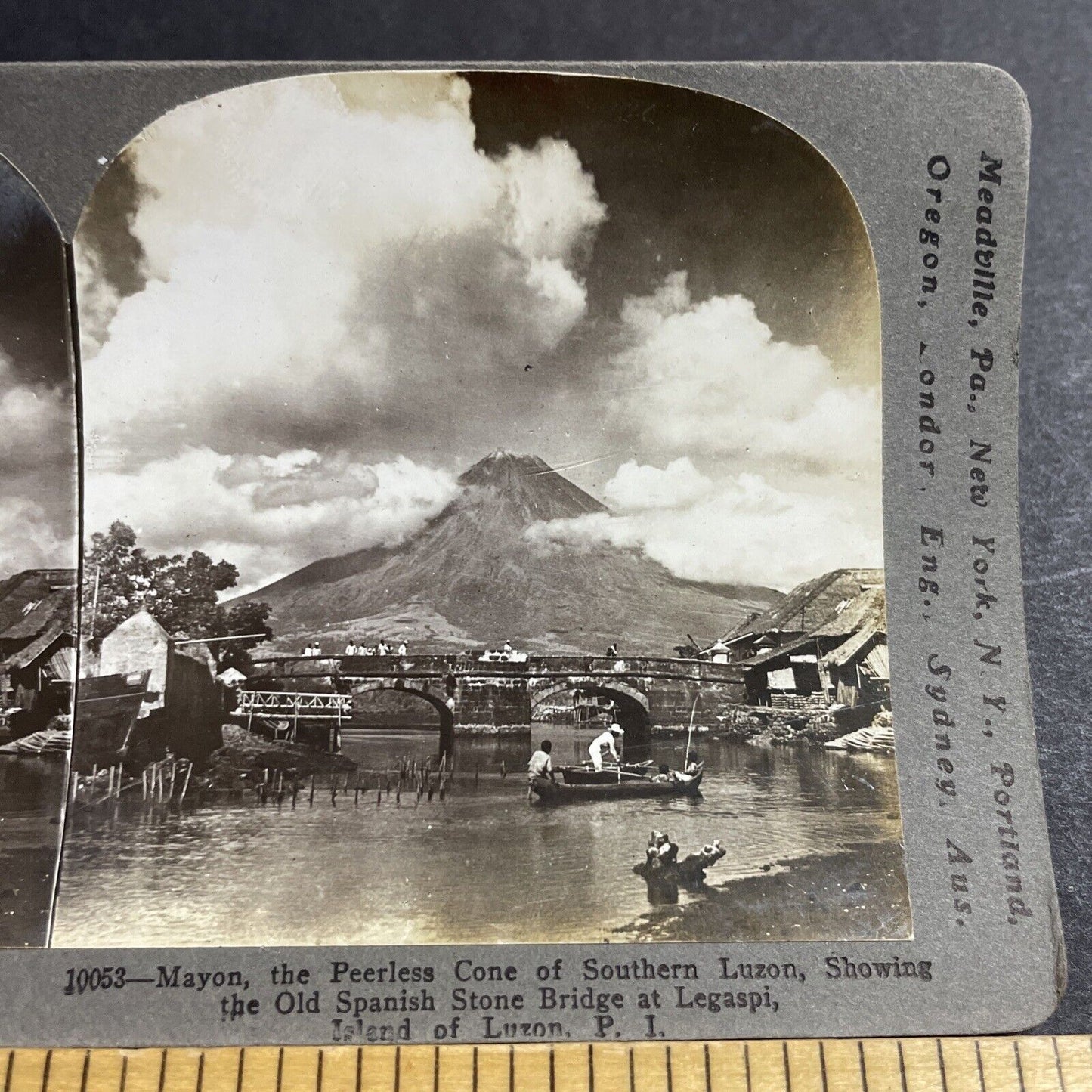 Antique 1906 The Mayon Volcano Luzon Philippines Stereoview Photo Card P5514