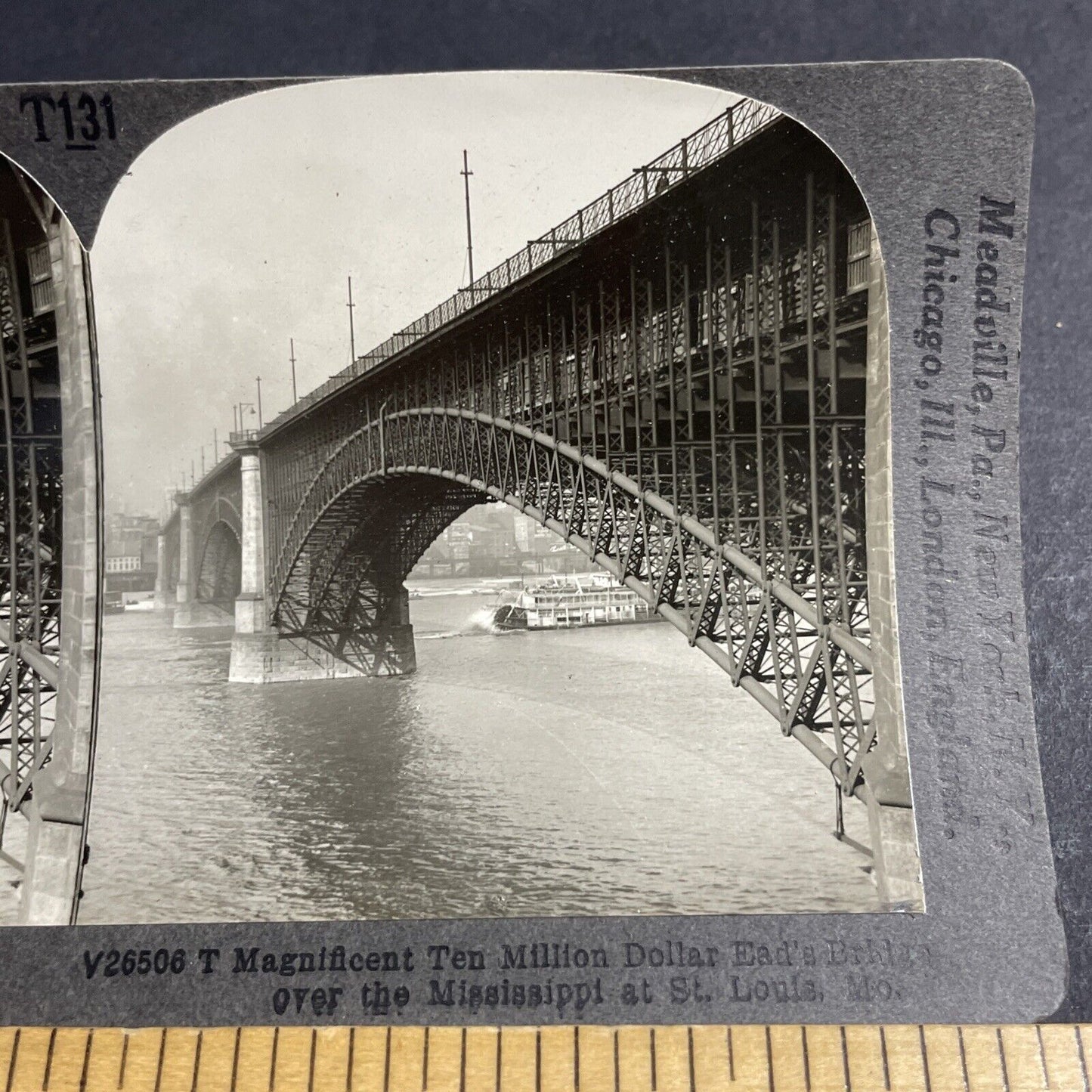 Antique 1910s Ead Bridge St. Louis Missouri Stereoview Photo Card P4829