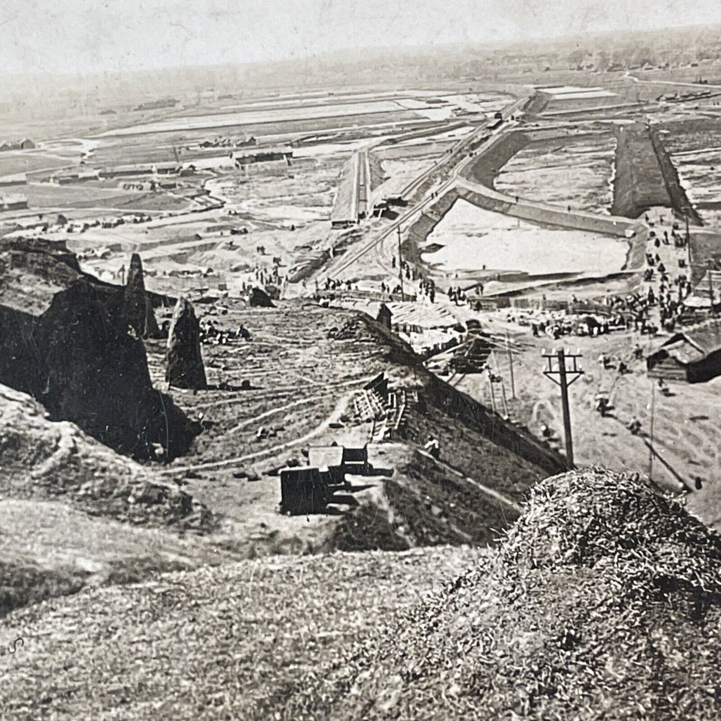 Railroad Construction in Zhenjiang China Stereoview Antique c1909 X2724