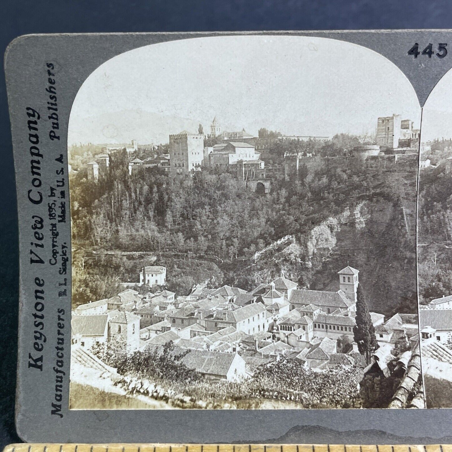 Antique 1895 City Of Granada Spain Aerial View Stereoview Photo Card P2155