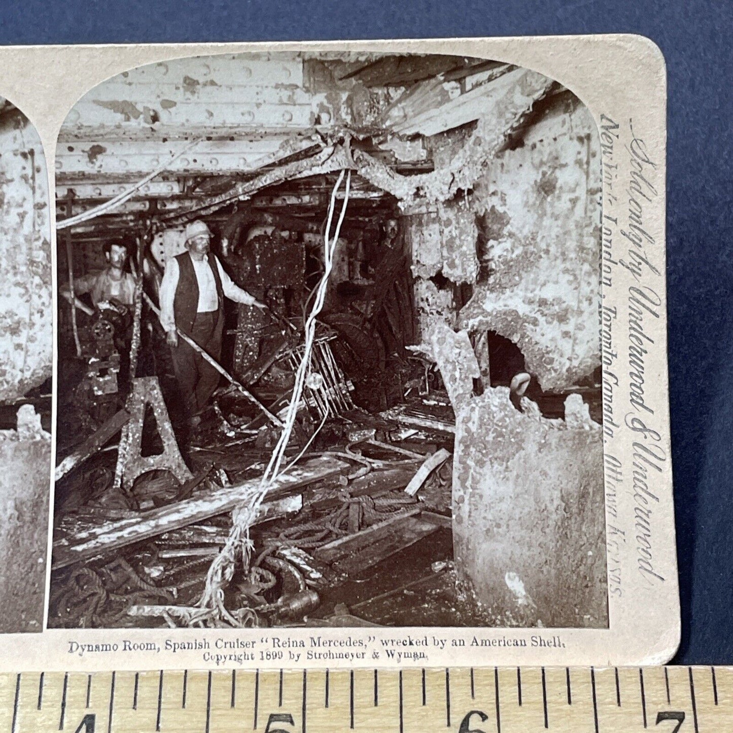 Antique 1899 A Bombed Out Spanish Ship War Disaster Stereoview Photo Card V3279