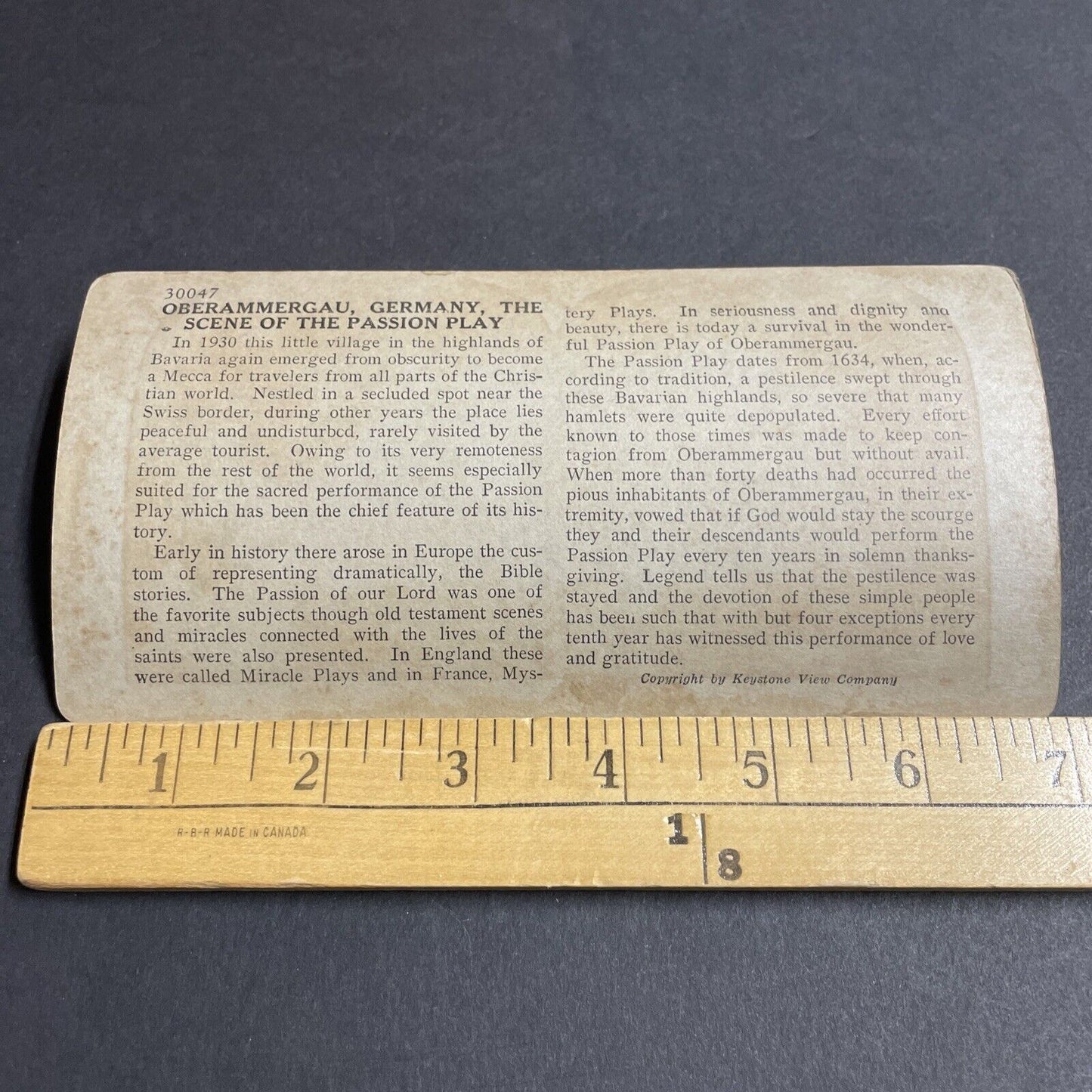 Antique 1930s City Of Oberammergau Germany Stereoview Photo Card P4933