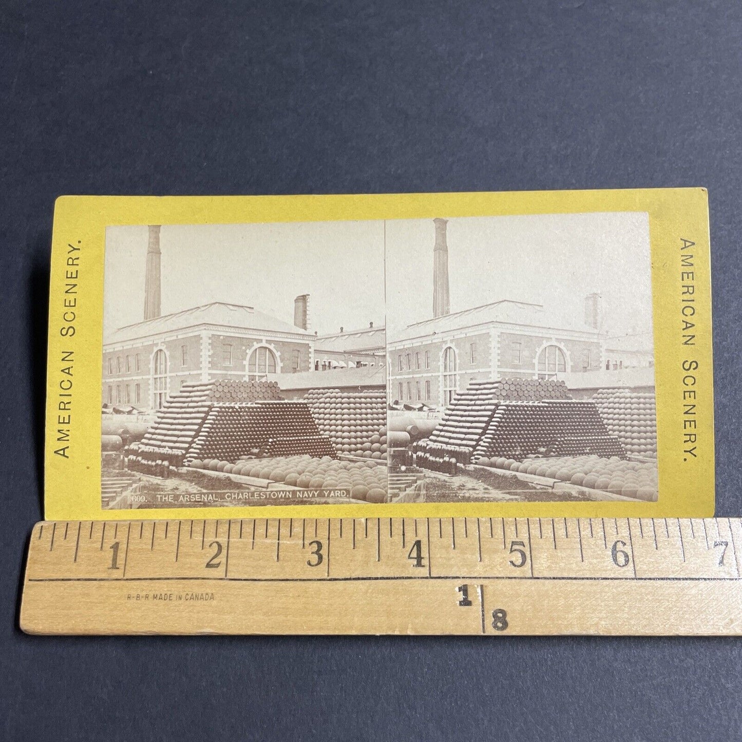 Antique 1870s Charleston Navy Artillery Shells Bombs Stereoview Photo Card P4893