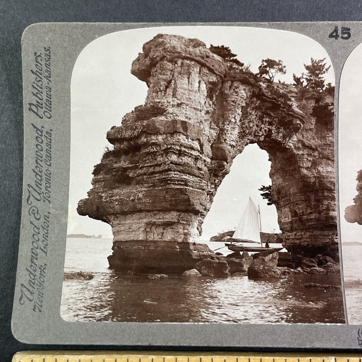 Rock Arch Island Matsushima Bay Japan Stereoview Antique c1904 Y2599