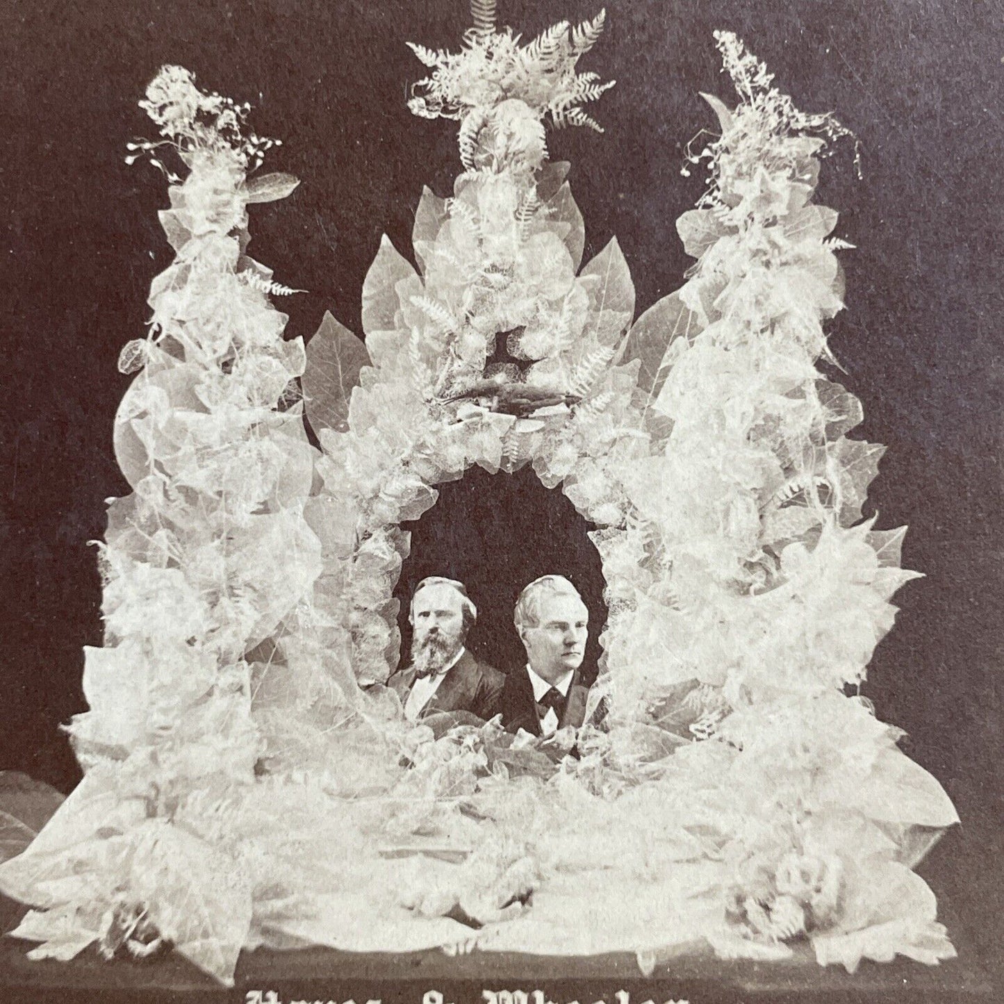 Antique 1877 William Almon Wheeler Flower Arrangement Stereoview Photo Card 4639
