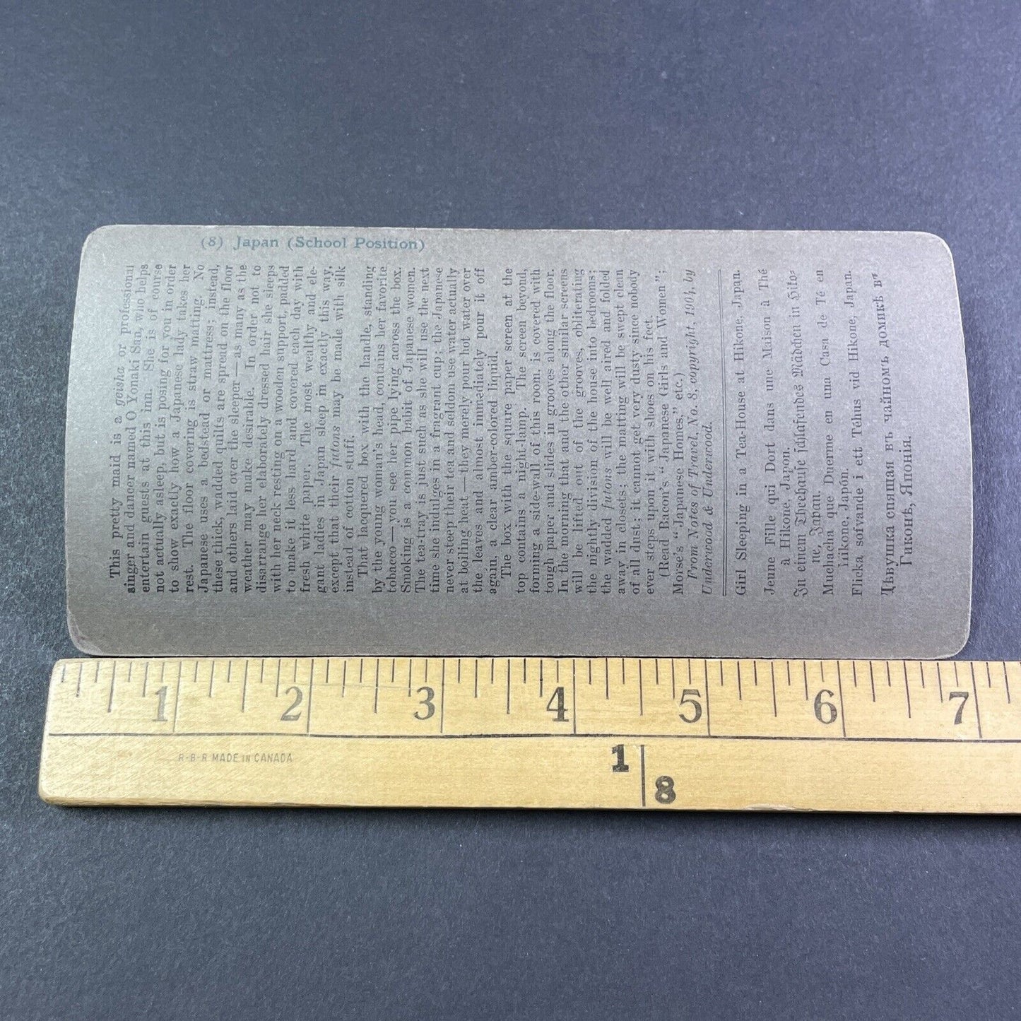 Japanese Girl Sleeps on a Wood Pillow Stereoview Japan Antique c1904 Y2782