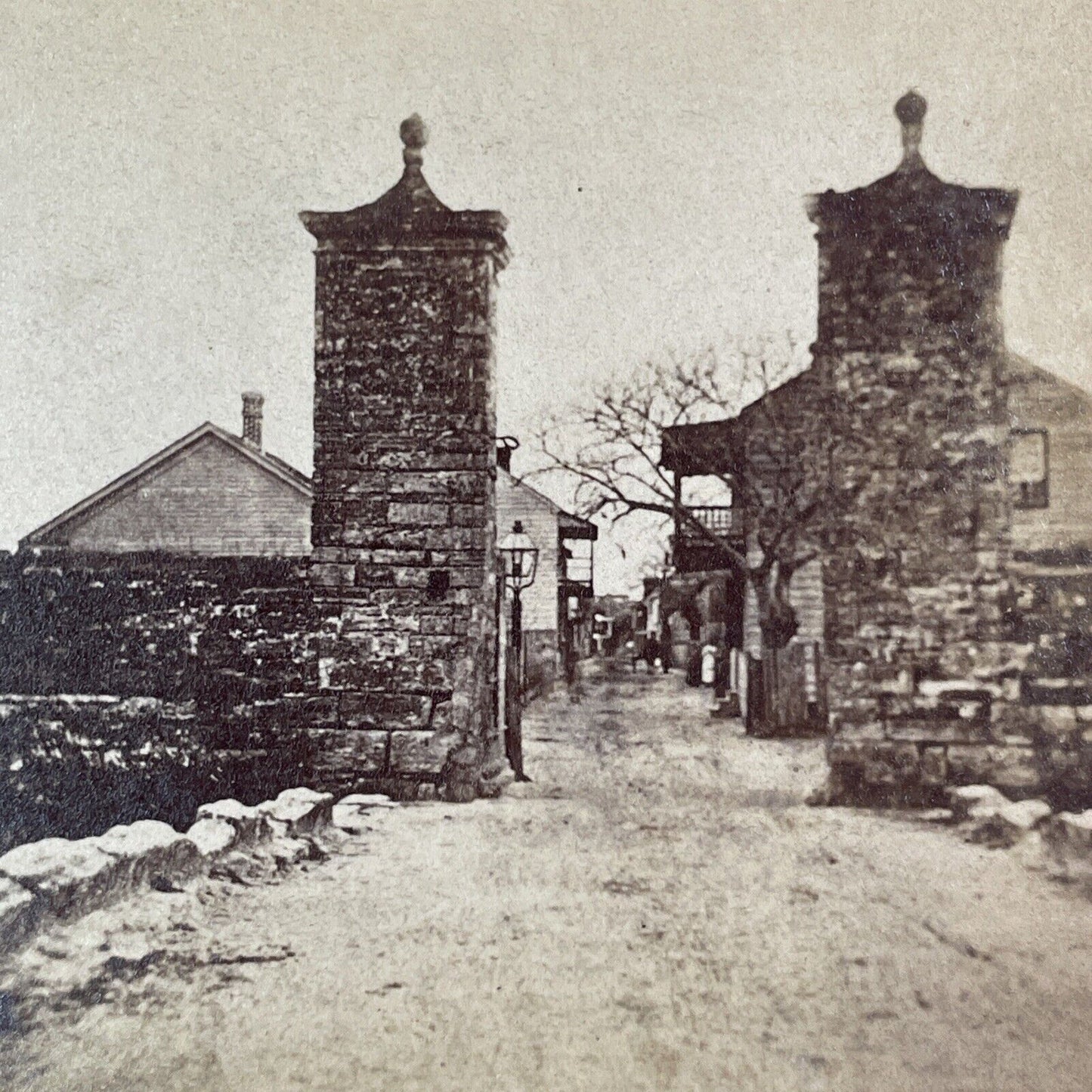 City Gates Entrance Stereoview St. Augustine Florida Antique c1870s Y079