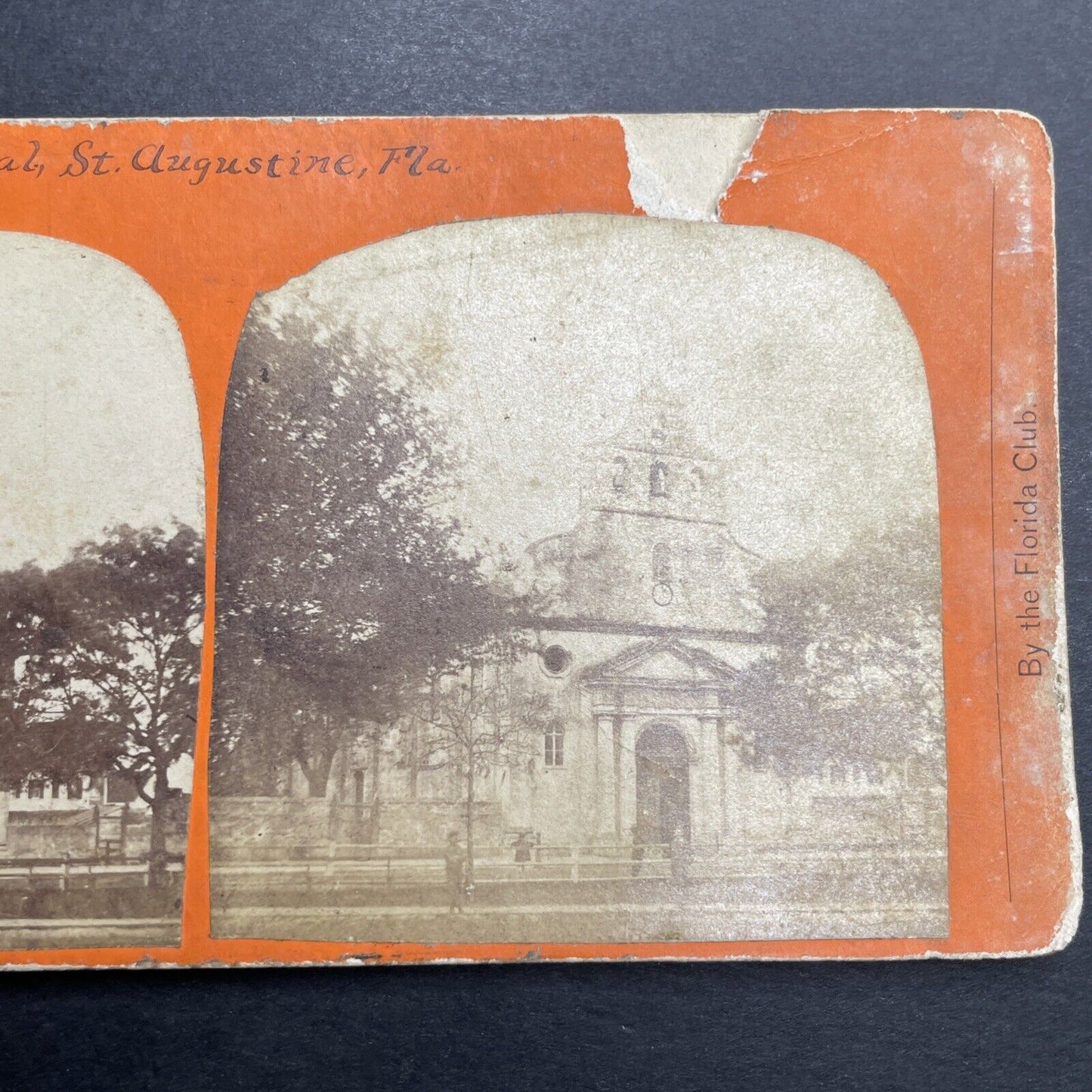 Antique 1860s St. Augustine Cathedral Florida Stereoview Photo Card P1195