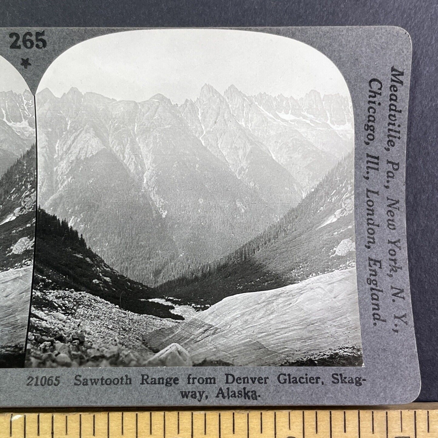 Sawtooth Mountains Skagway Alaska Stereoview Denver Glacier Antique c1920s Y1141