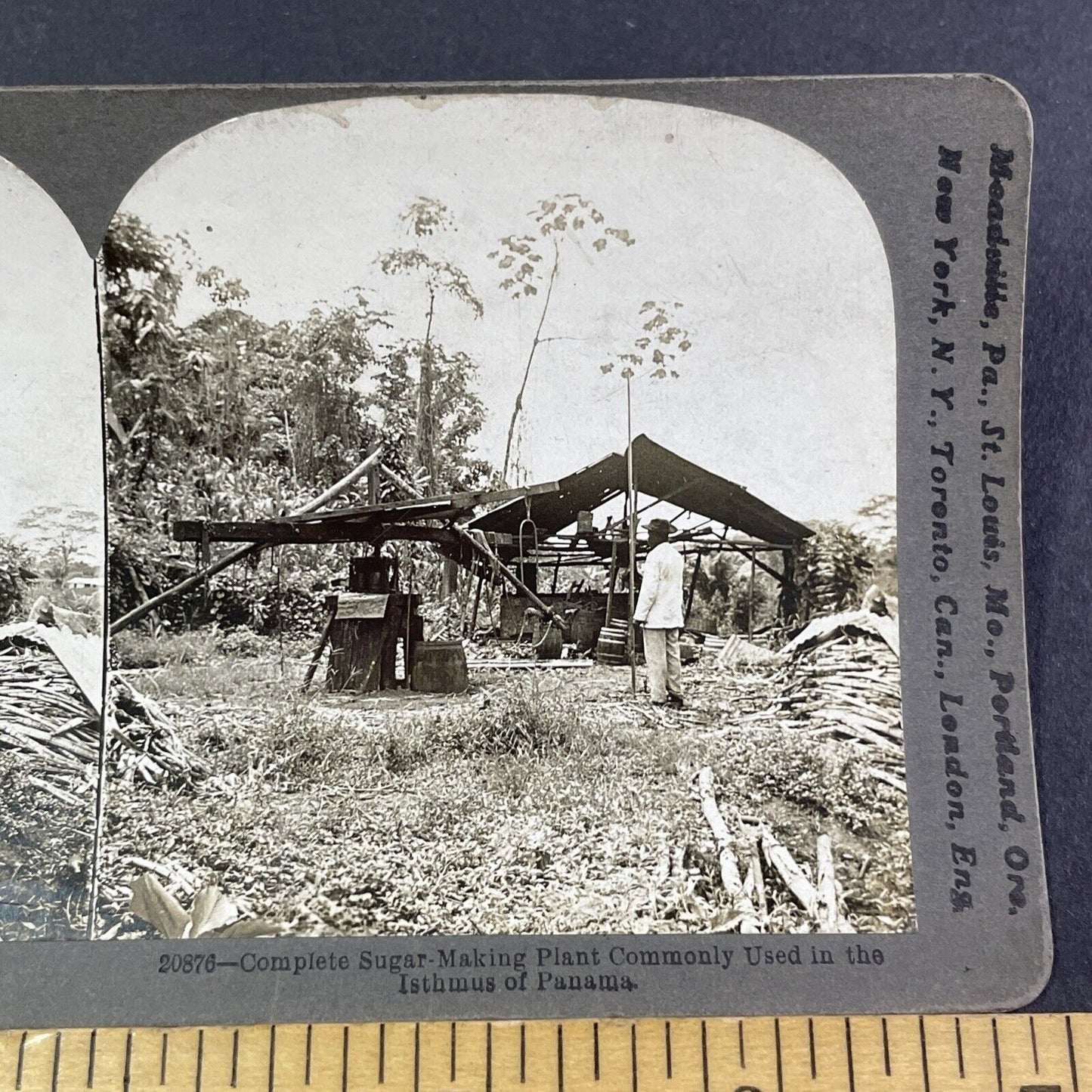 Sugar Making Factory in Isthmus Panama Stereoview Antique c1907 Y2808
