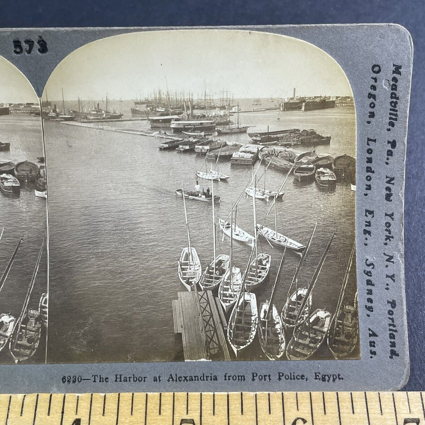 Antique 1905 Alexandria Boat Harbor Egypt Stereoview Photo Card P2237