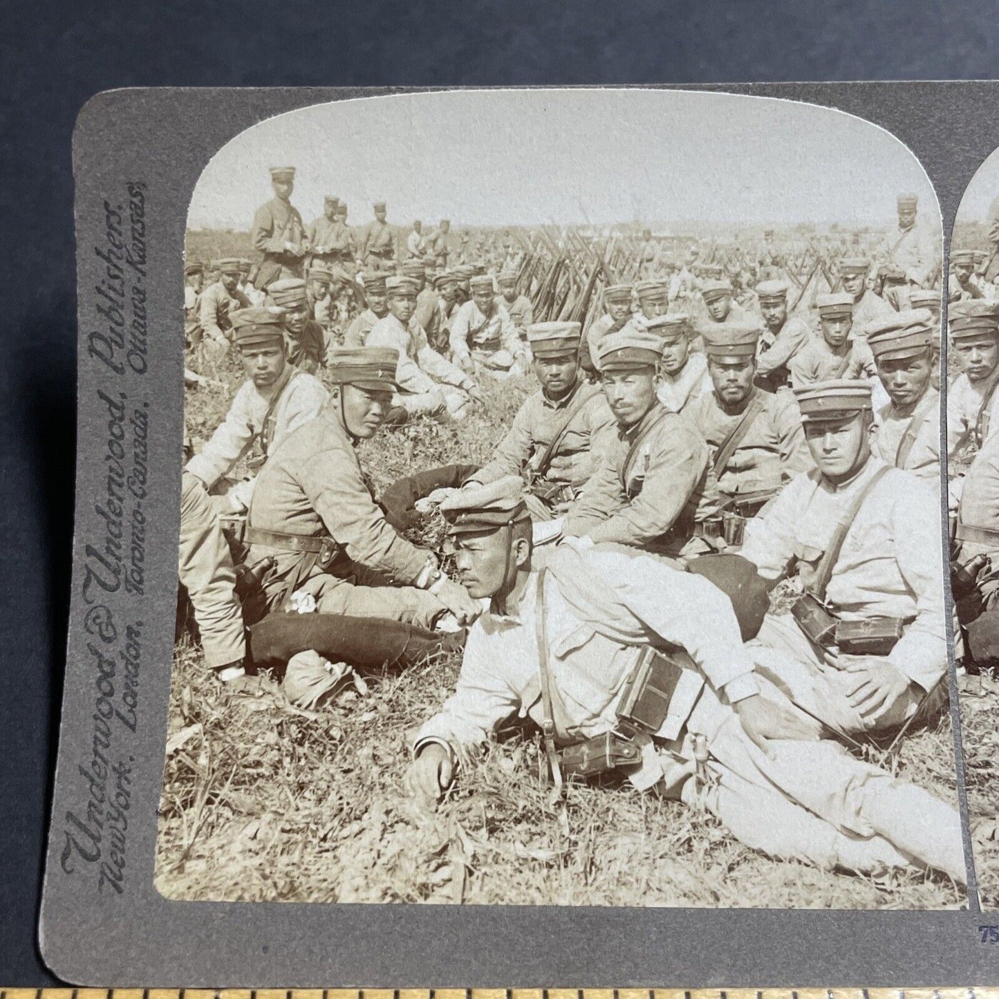 Antique 1905 Japan 9th Regiment Ready For Battle Stereoview Photo Card P380-08