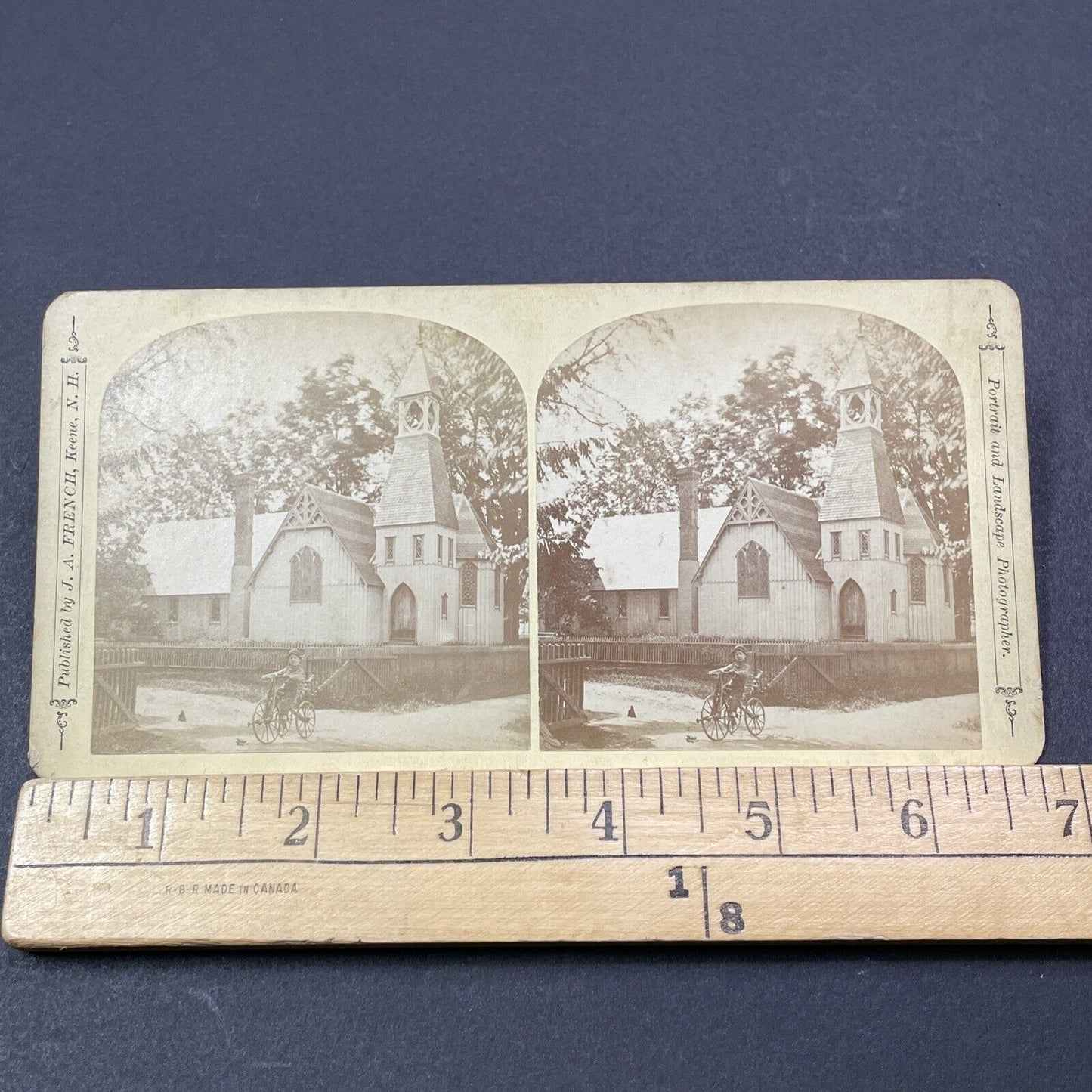 Antique 1871 St. Luke's Episcopal Church Charlestown Stereoview Photo Card V2073