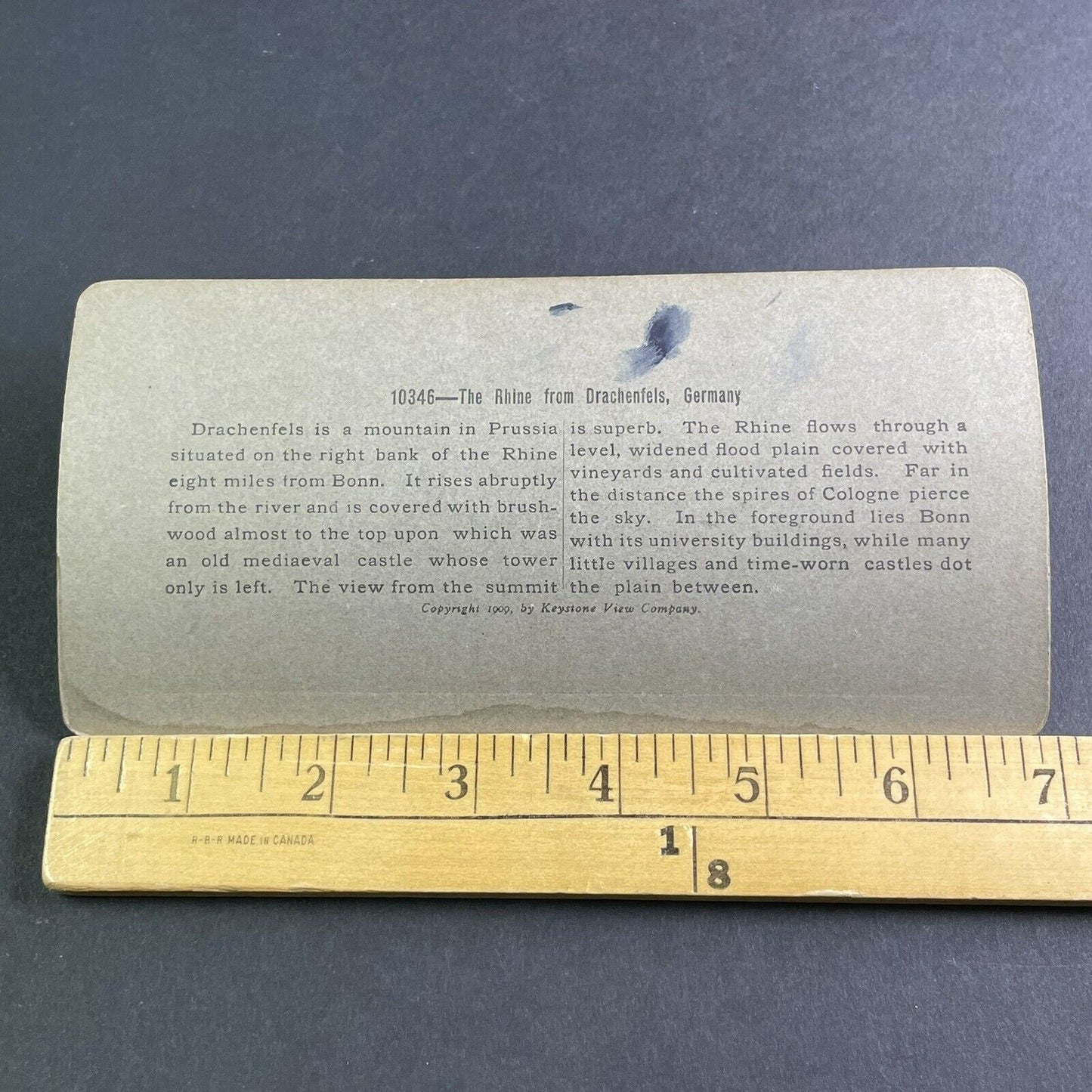 Antique 1903 Drachenfels Germany City View Stereoview Photo Card P2231