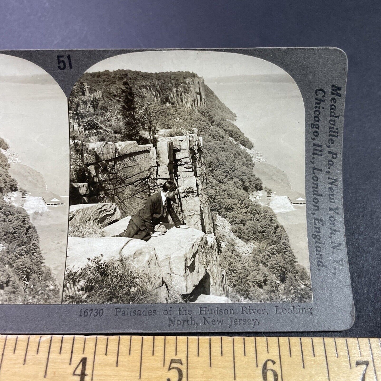 Antique 1920s The Palisades Cliff New Jersey Stereoview Photo Card P3673